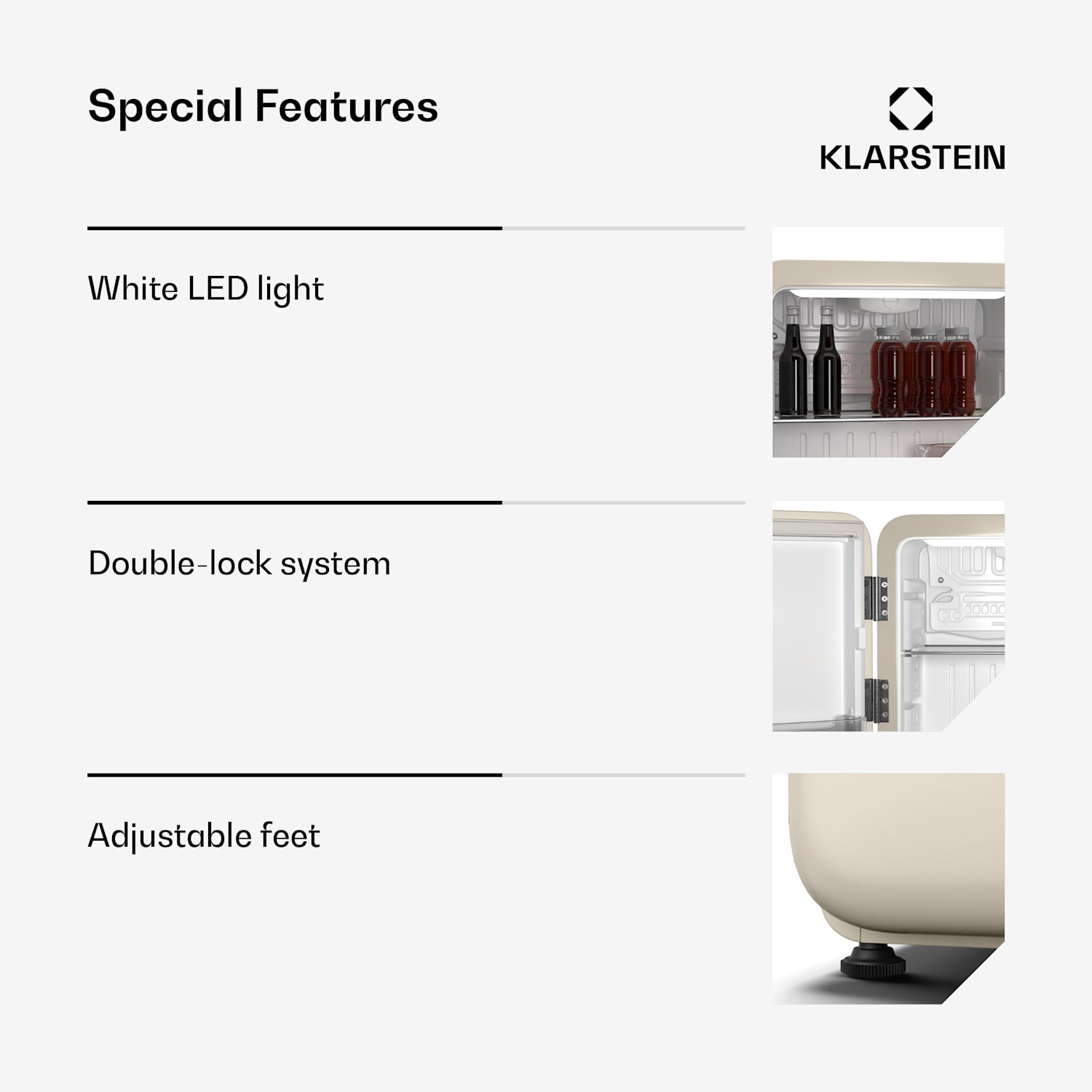 Audrey Evo minijääkaappi | 43 l | retro design | hiljainen | kompakti | 3 väriä 43 l | Kerma