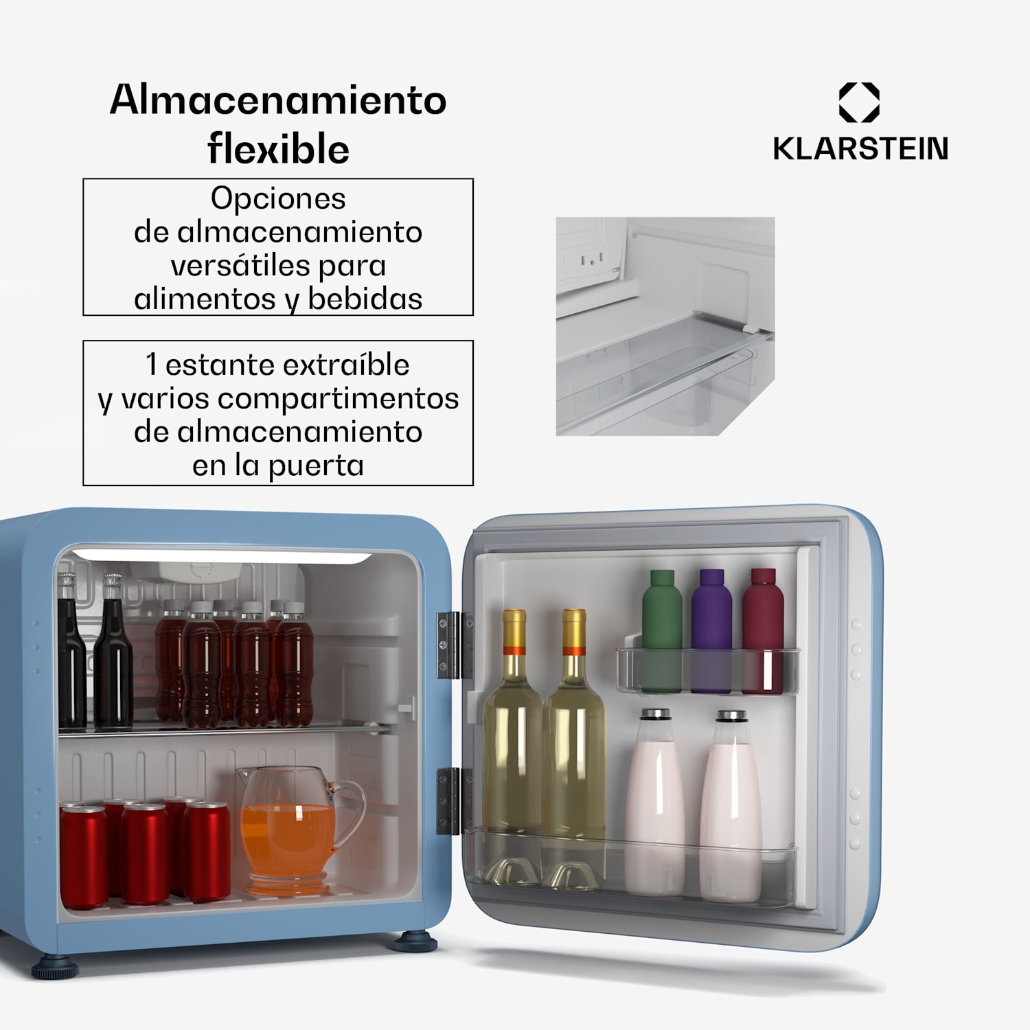 Mininevera Audrey Evo | 43L | diseño retro | silenciosa | compacta | 3 colores 43 L | Azul