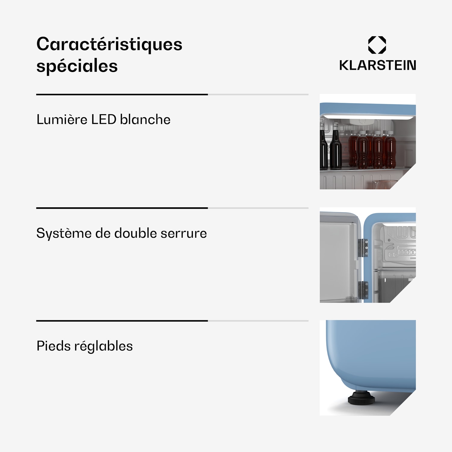 Audrey Evo mini koelkast | 43L | retro design | stil | compact | 3 kleuren 43 ltr | Blauw