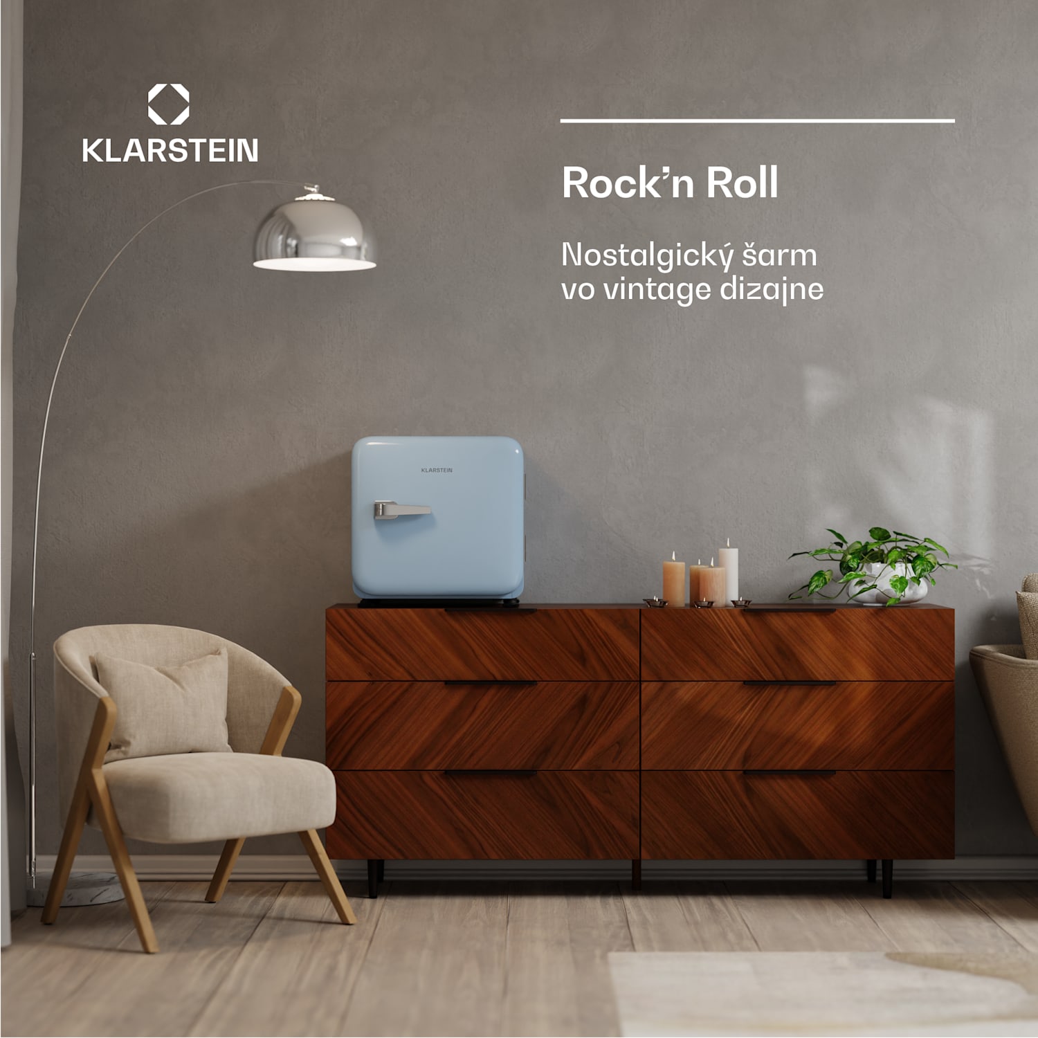 Audrey Evo mini chladnička, 43 l, retro dizajn, tichá, kompaktná, 3 farby 43 litrov | Modrá