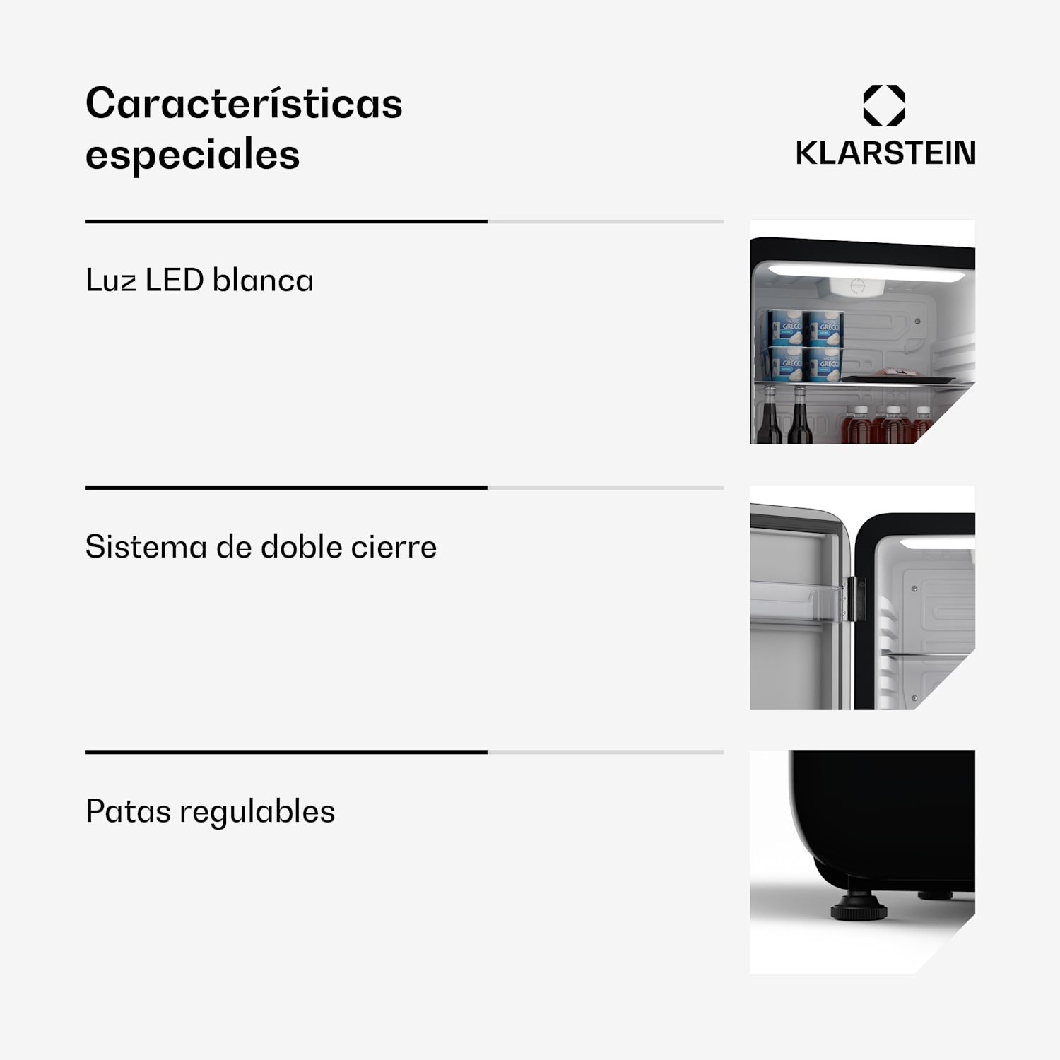 Mininevera Audrey Evo | 68L | diseño retro | silenciosa | compacta | 3 colores 68 L | Negro