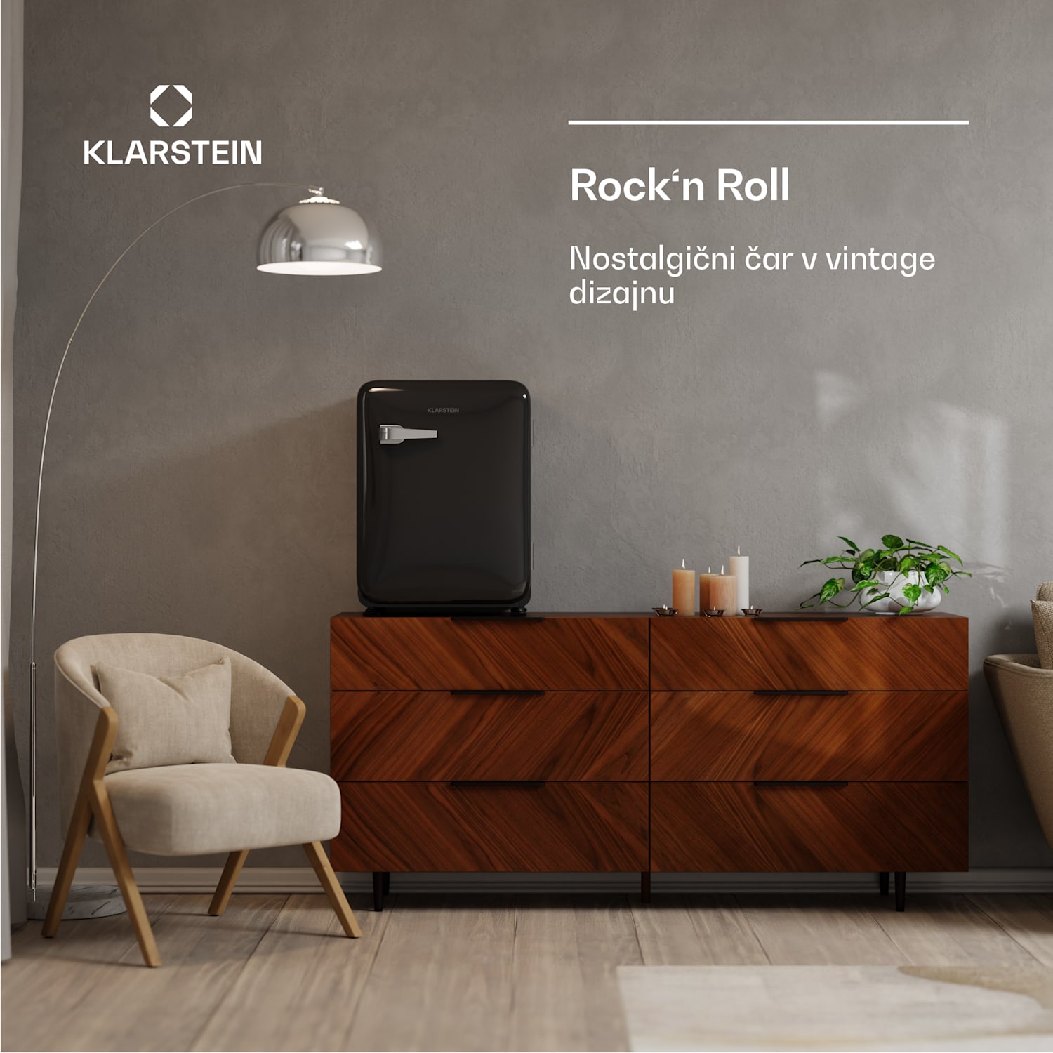 Audrey Evo mini hladilnik, 68 l, retro dizajn, tihi, kompakten, 3 barve 68 Ltr | Črna