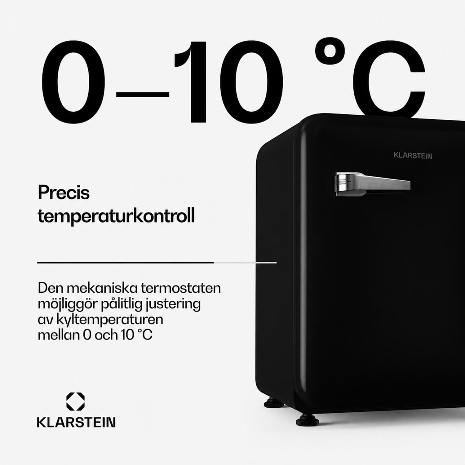 Audrey Evo minikylskåp | 68 l | retrodesign | tyst | kompakt | 3 färger 68 Ltr | Svart