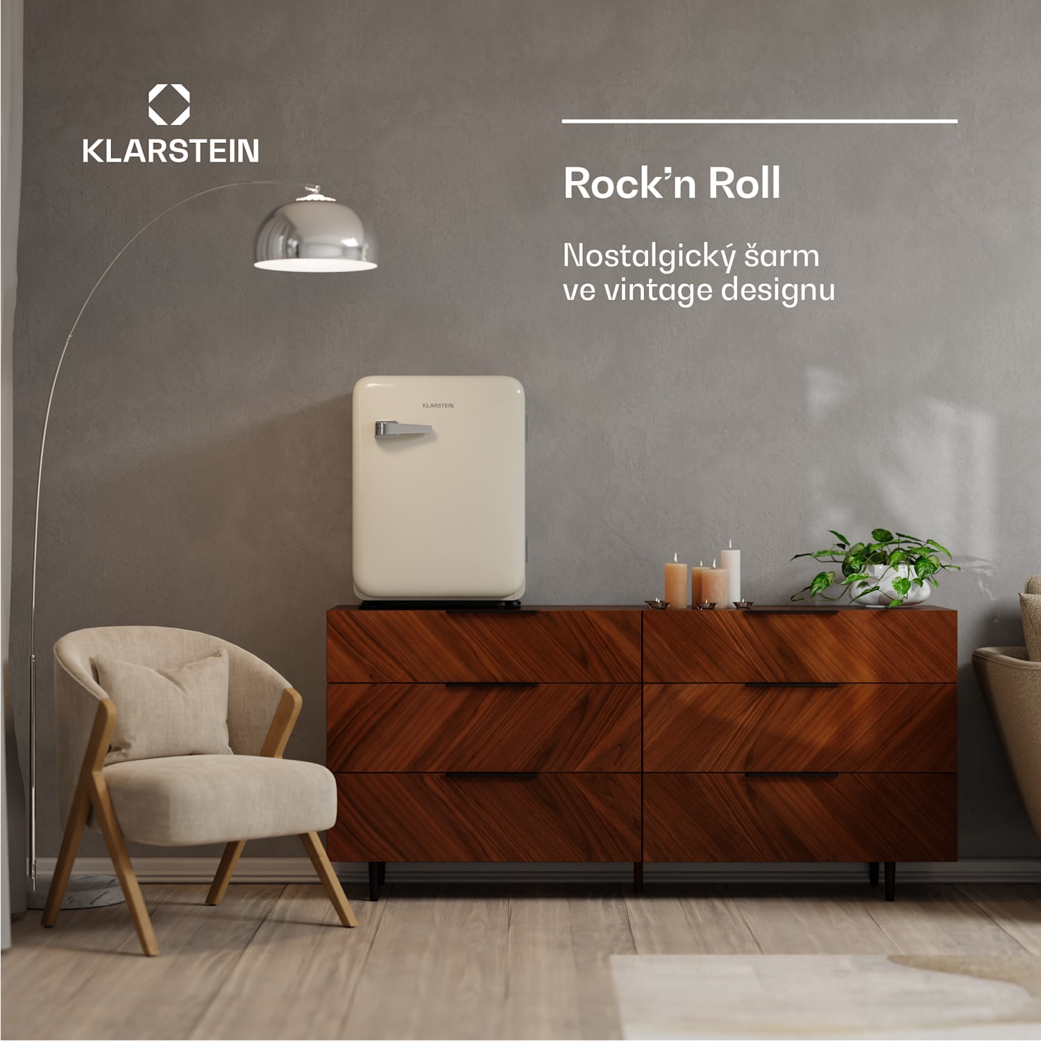 Audrey Evo mini lednice| 68 l, retro design, tichá, kompaktní, 3 barvy 68 Ltr | Krémová