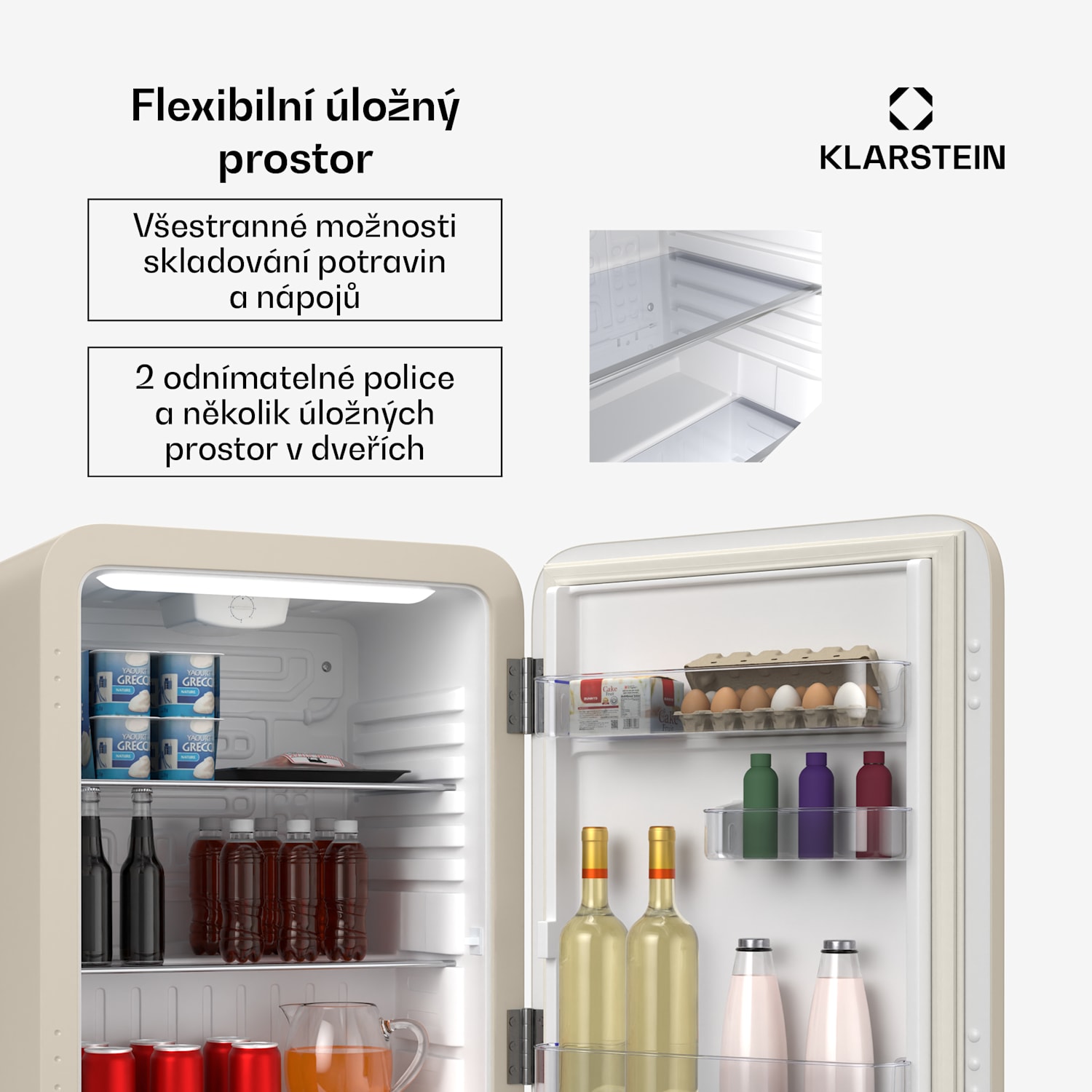 Audrey Evo mini lednice| 68 l, retro design, tichá, kompaktní, 3 barvy 68 Ltr | Krémová