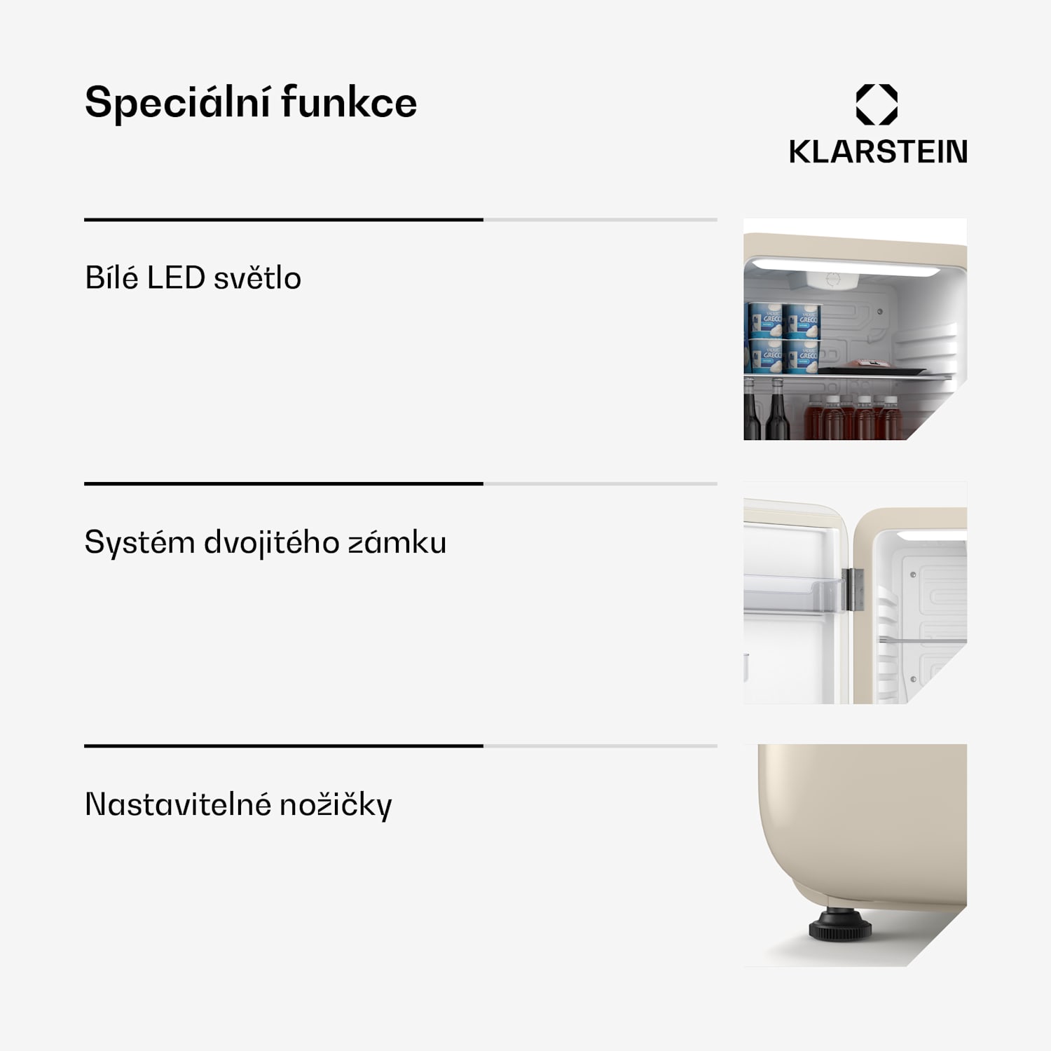 Audrey Evo mini lednice| 68 l, retro design, tichá, kompaktní, 3 barvy 68 Ltr | Krémová