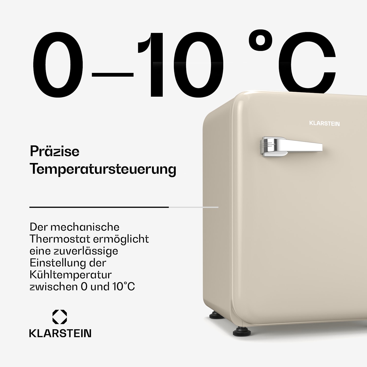 Audrey Evo Mini Kühlschrank | 68L | Retro-Design | leise | kompakt | 3 Farben 68 Ltr | Creme