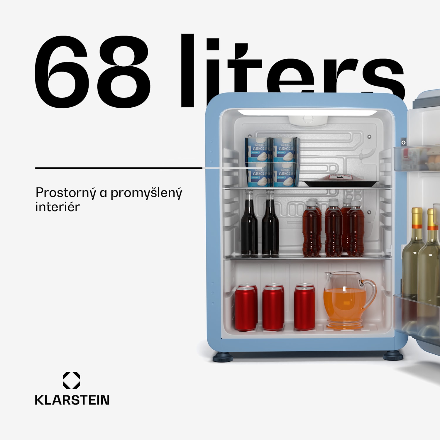 Audrey Evo mini lednice| 68 l, retro design, tichá, kompaktní, 3 barvy 68 Ltr | Modrá