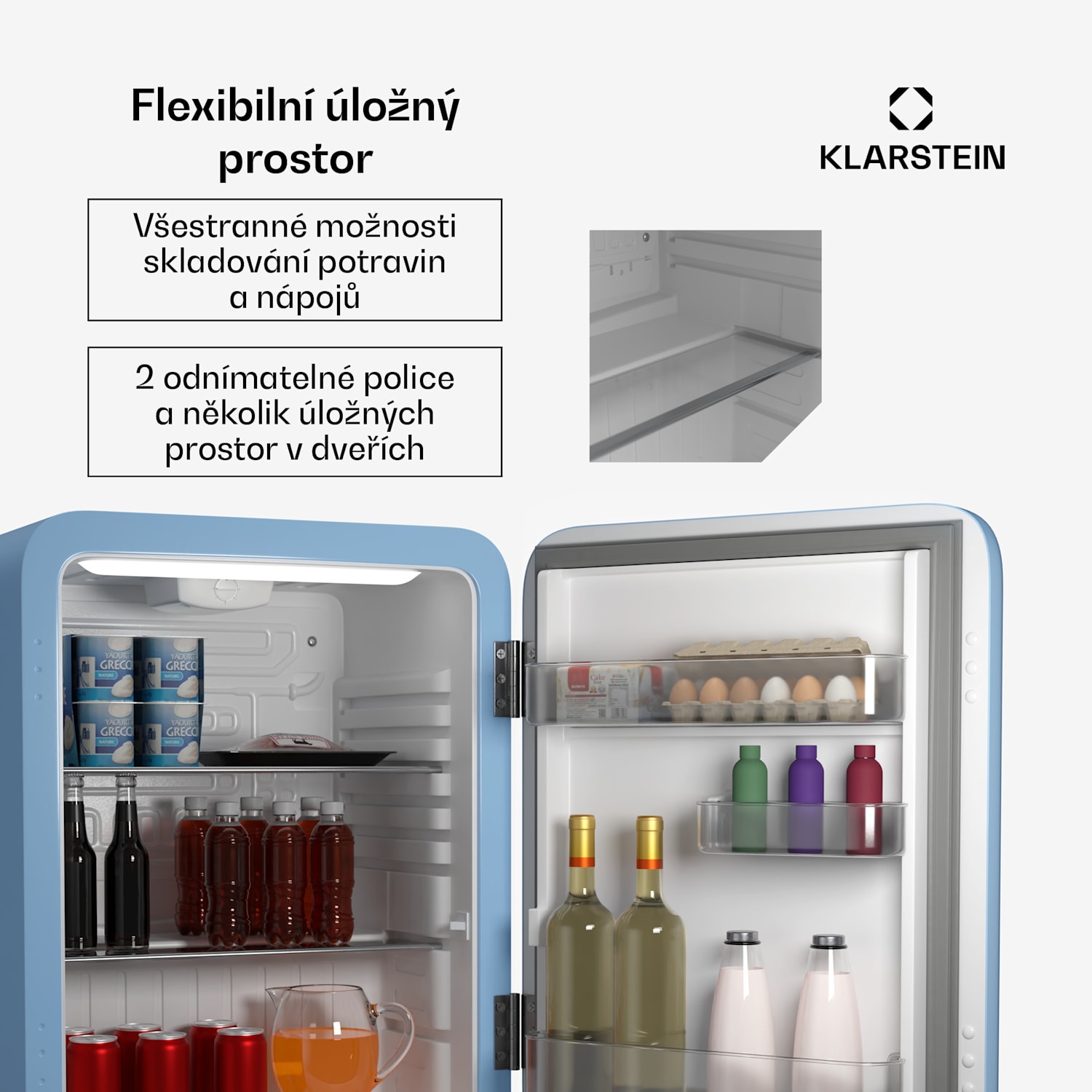 Audrey Evo mini lednice| 68 l, retro design, tichá, kompaktní, 3 barvy 68 Ltr | Modrá