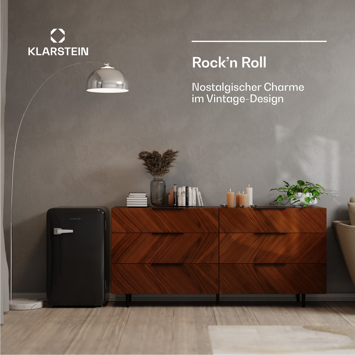 Audrey Evo Mini Kühlschrank | 90L | Retro-Design | leise | kompakt | 3 Farben 90 Ltr | Schwarz