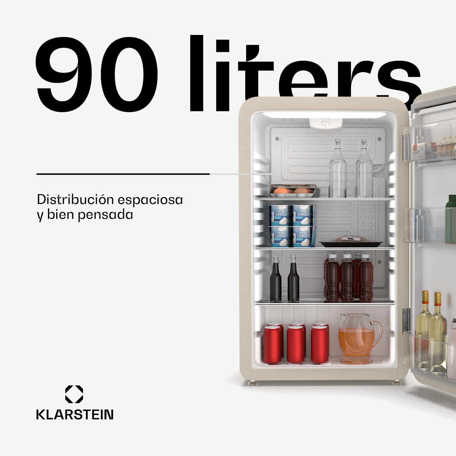 Mininevera Audrey Evo | 90L | diseño retro | silenciosa | compacta | 3 colores 90 L | Crema