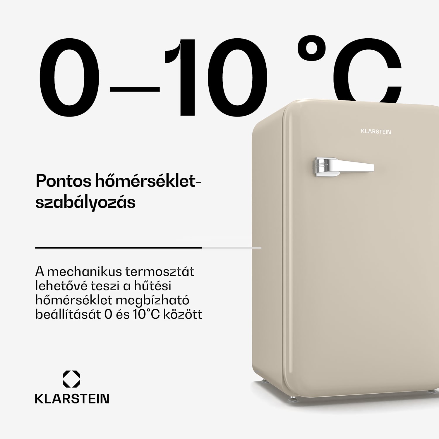 Audrey Evo mini hűtőszekrény, 90 l, retro kivitel, csendes, kompakt, 3 szín 90 Ltr | Krém