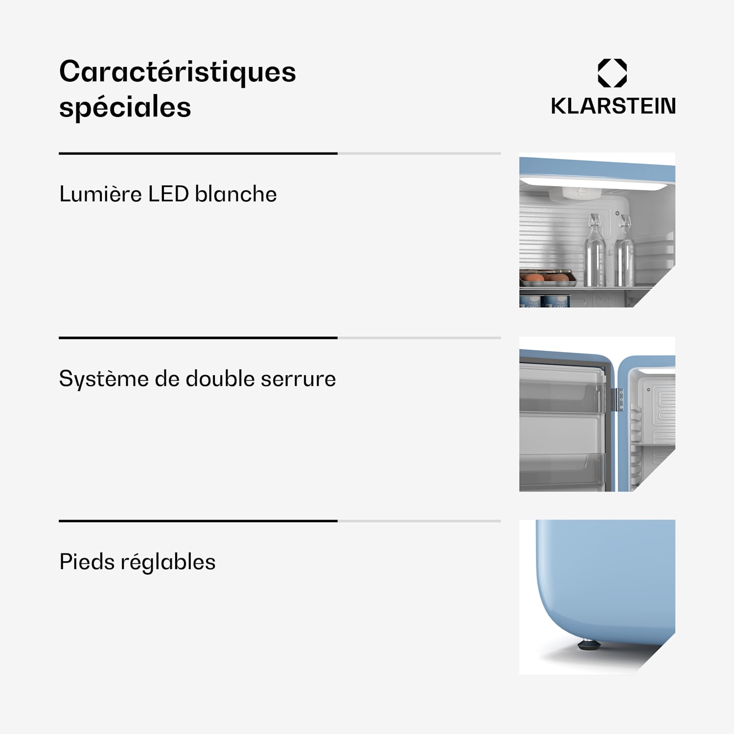 Audrey Evo mini koelkast | 90L | retro design | stil | compact | 3 kleuren 90 ltr | Blauw