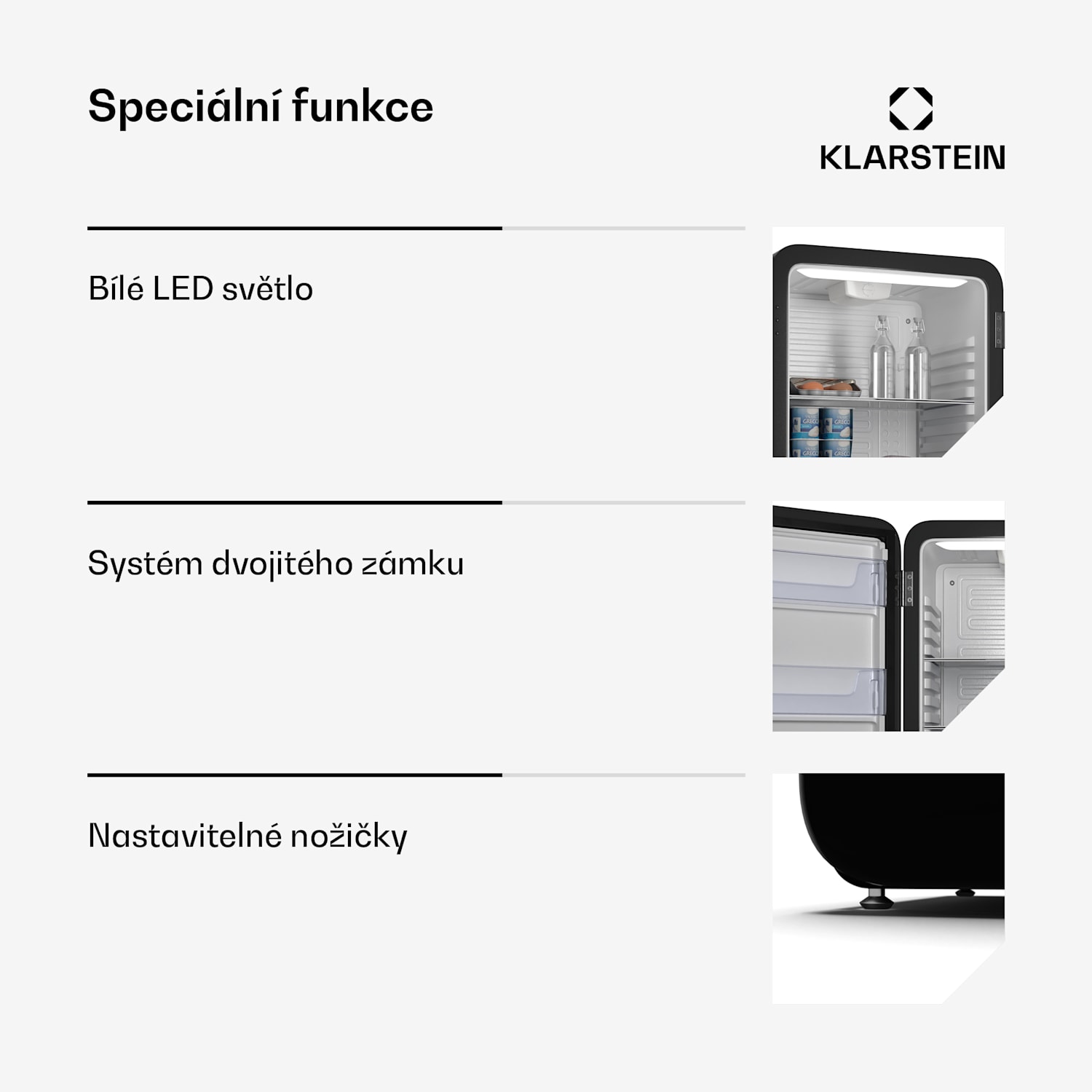 Audrey Evo chladnička, 112 l, retro design, tichá, kompaktní, 3 barvy 112 litrů | Černá