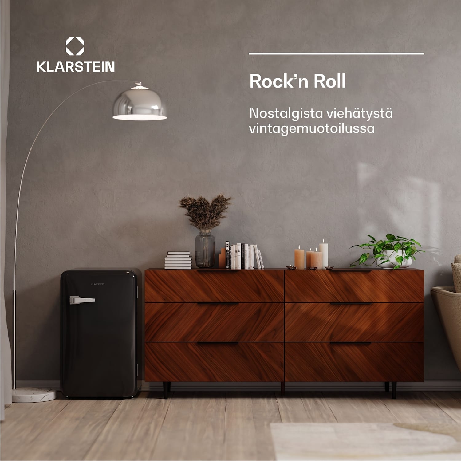 Audrey Evo jääkaappi | 112 l | retro design | hiljainen | kompakti | 3 väriä 112 l | Musta