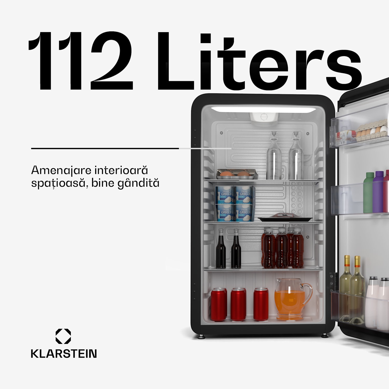 Audrey Evo frigider, 112 l, design retro, silențios, compact, disponibil în 3 culori. 