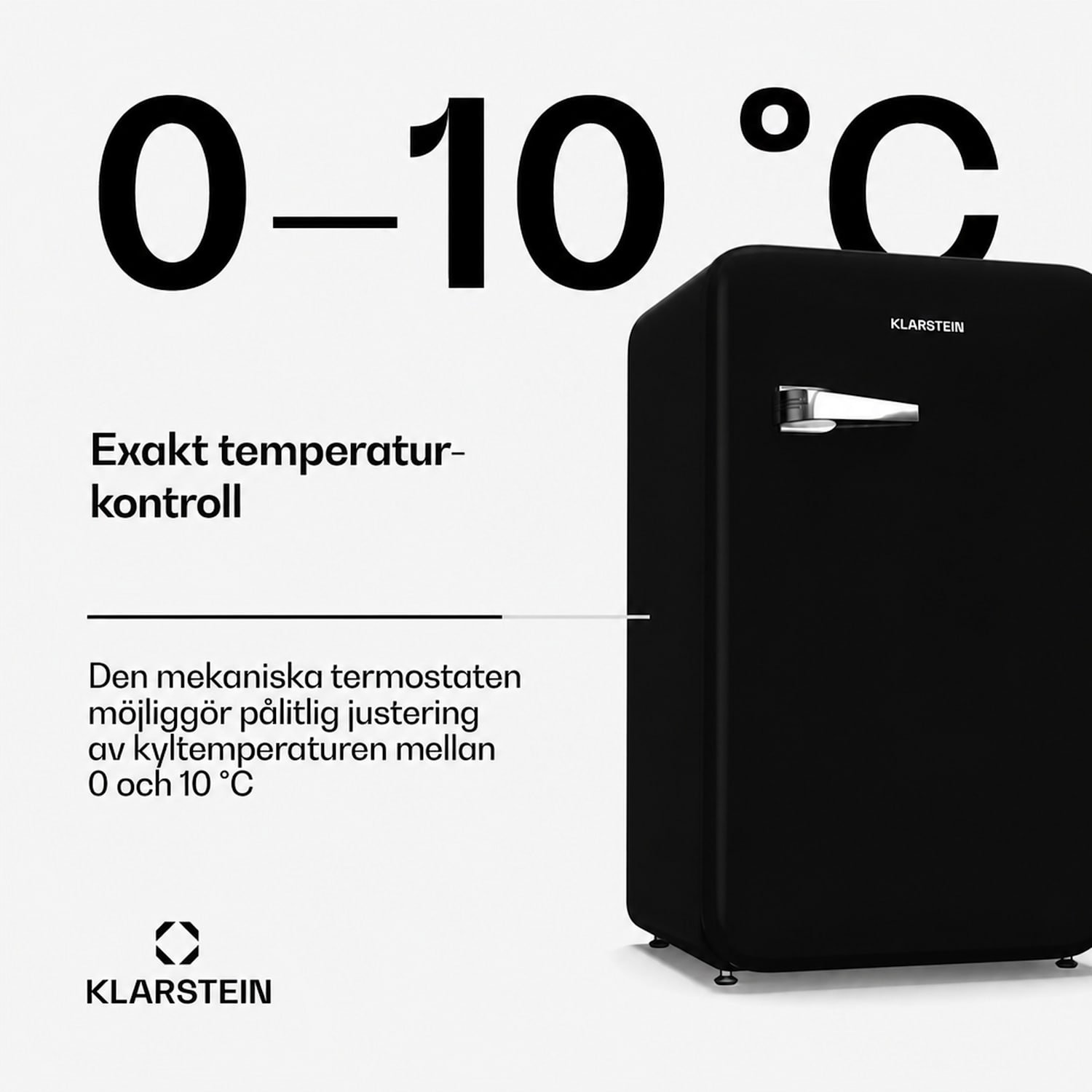 Audrey Evo kylskåp | 112 l | retrodesign | tyst | kompakt | 3 färger 112 l | Svart