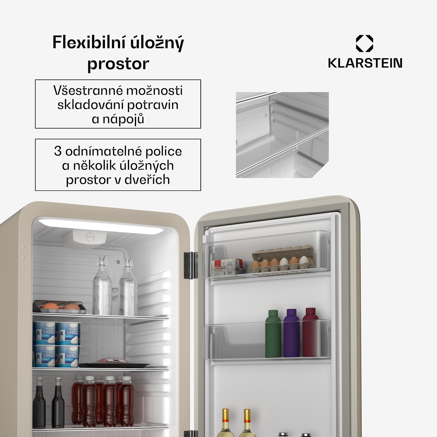 Audrey Evo chladnička, 112 l, retro design, tichá, kompaktní, 3 barvy 112 litrů | Krémová