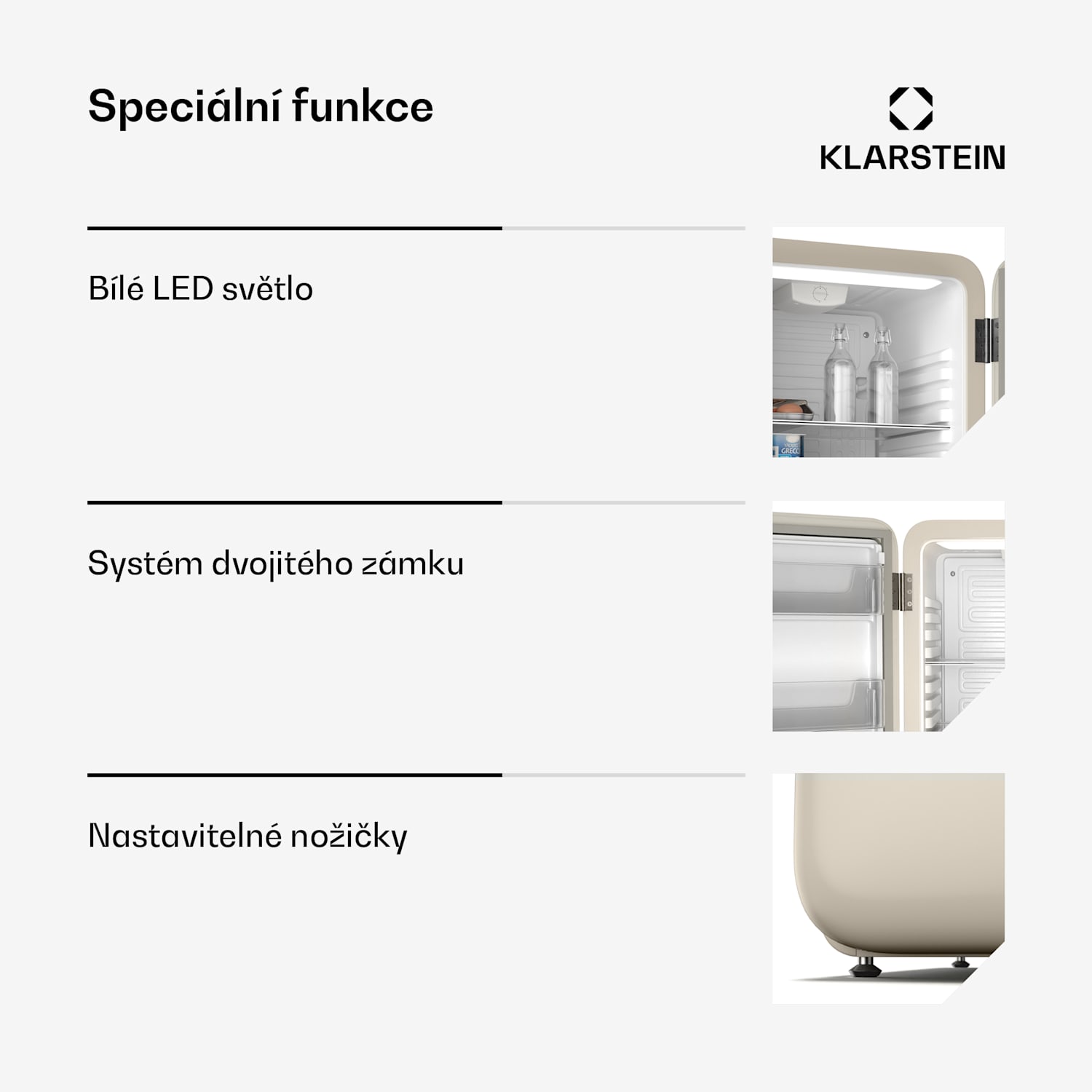 Audrey Evo chladnička, 112 l, retro design, tichá, kompaktní, 3 barvy 112 litrů | Krémová