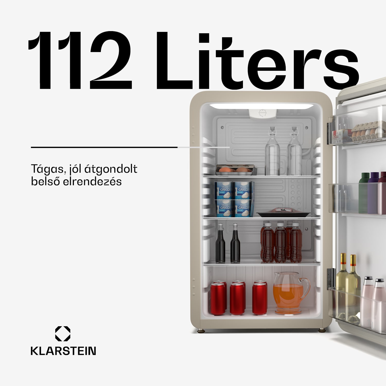 Audrey Evo hűtőszekrény, 112 l, retro kivitel, csendes, kompakt, 3 szín 112 Ltr | Krém