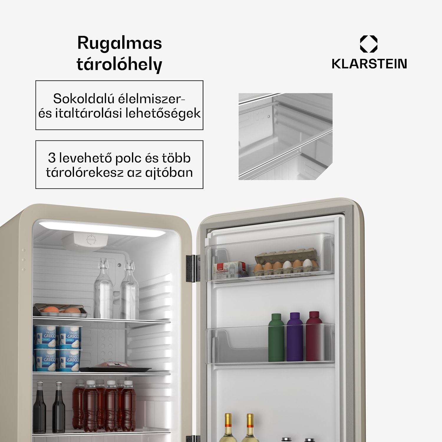 Audrey Evo hűtőszekrény, 112 l, retro kivitel, csendes, kompakt, 3 szín 112 Ltr | Krém