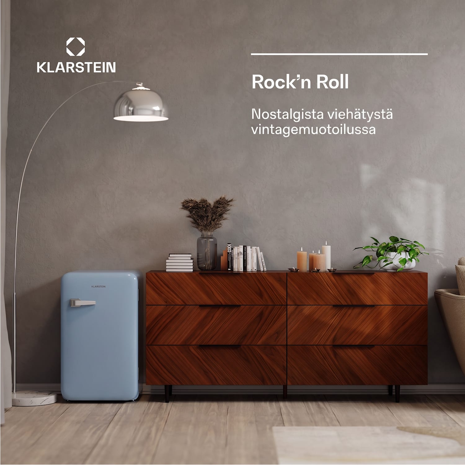 Audrey Evo jääkaappi | 112 l | retro design | hiljainen | kompakti | 3 väriä 112 l | Sininen