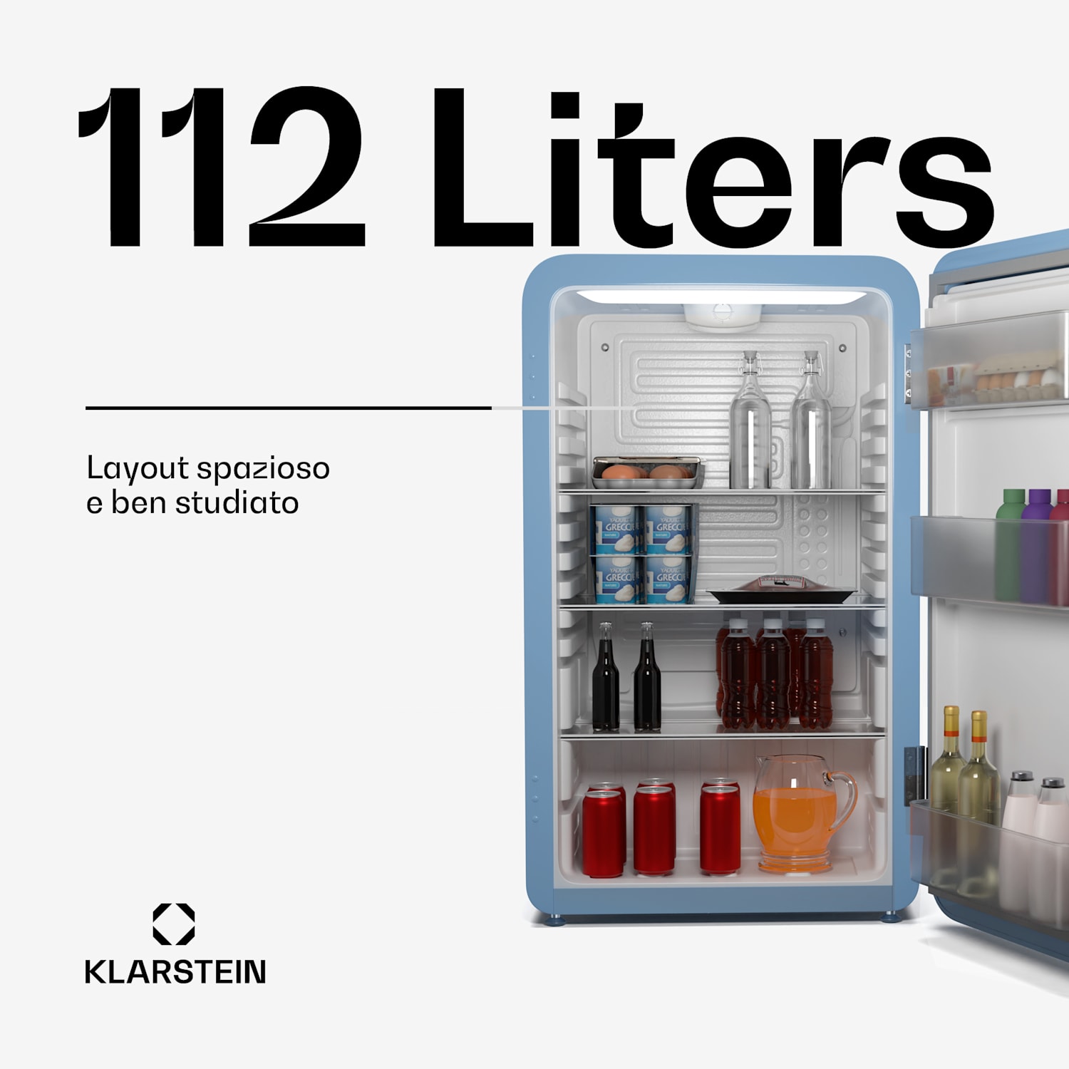 Audrey Evo - Frigorifero | 112L | Design rétro | Silenzioso | Compatto | 3 colori 112 Ltr | Blu