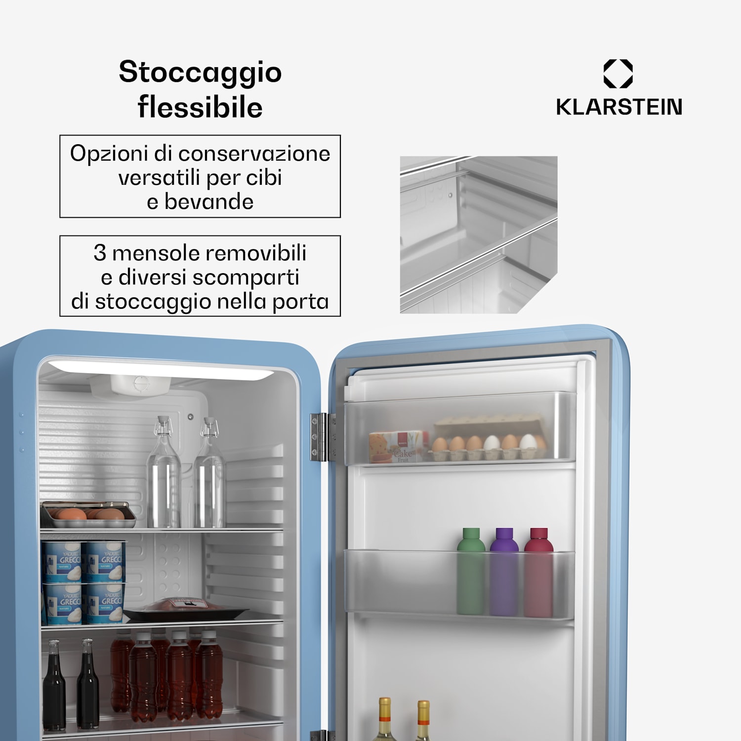 Audrey Evo - Frigorifero | 112L | Design rétro | Silenzioso | Compatto | 3 colori 112 Ltr | Blu