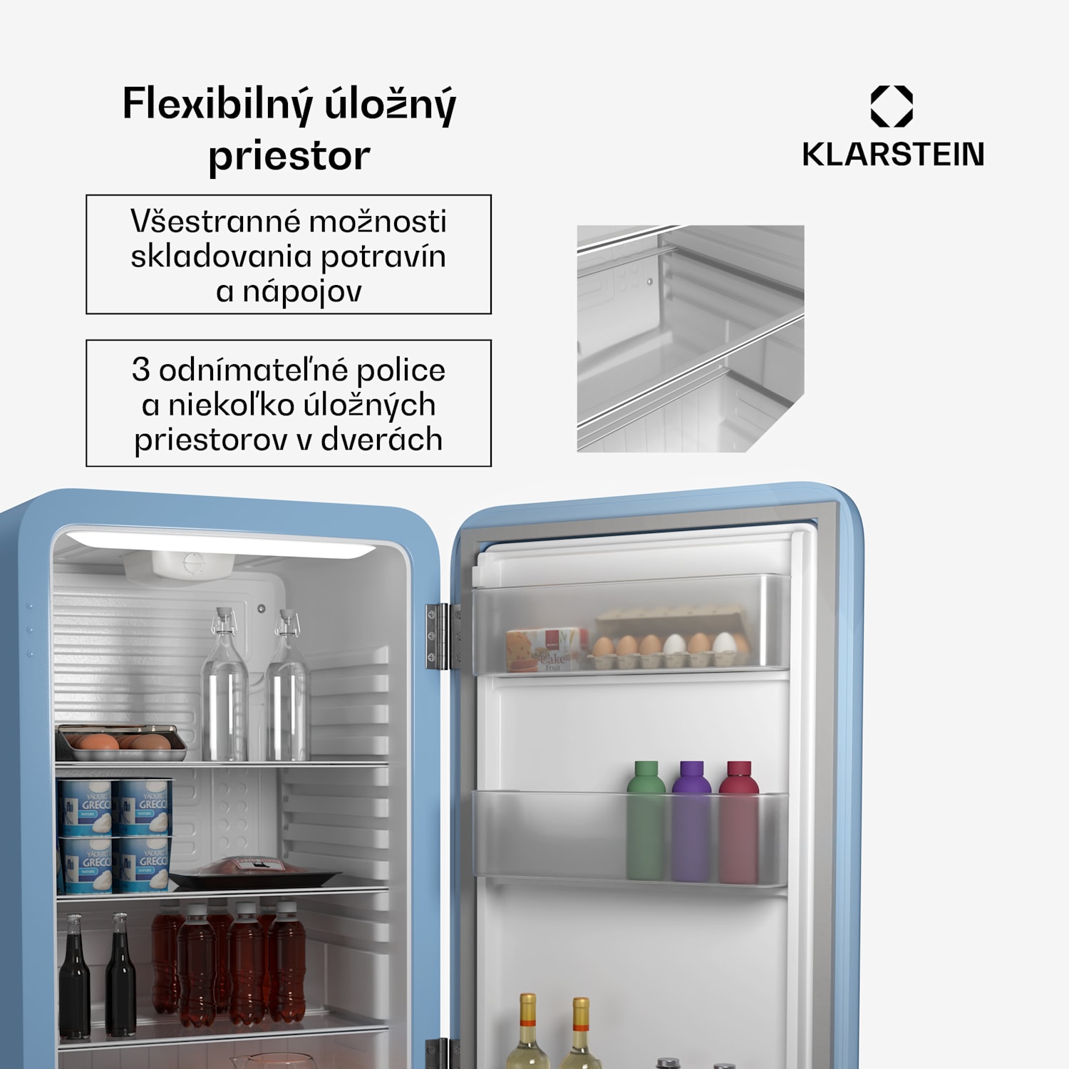 Audrey Evo chladnička, 112 l, retro dizajn, tichá, kompaktná, 3 farby 112 litrov | Modrá