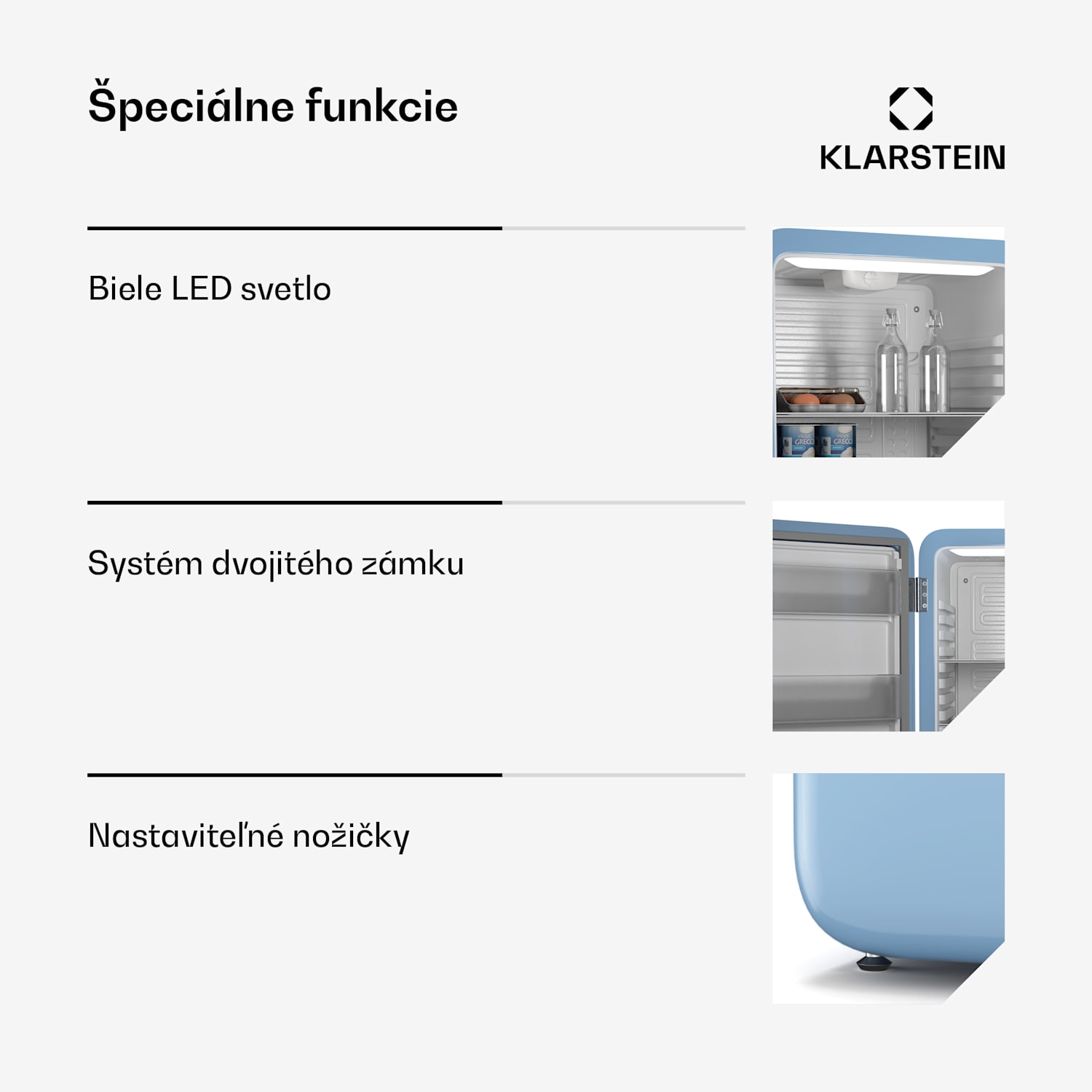 Audrey Evo chladnička, 112 l, retro dizajn, tichá, kompaktná, 3 farby 112 litrov | Modrá