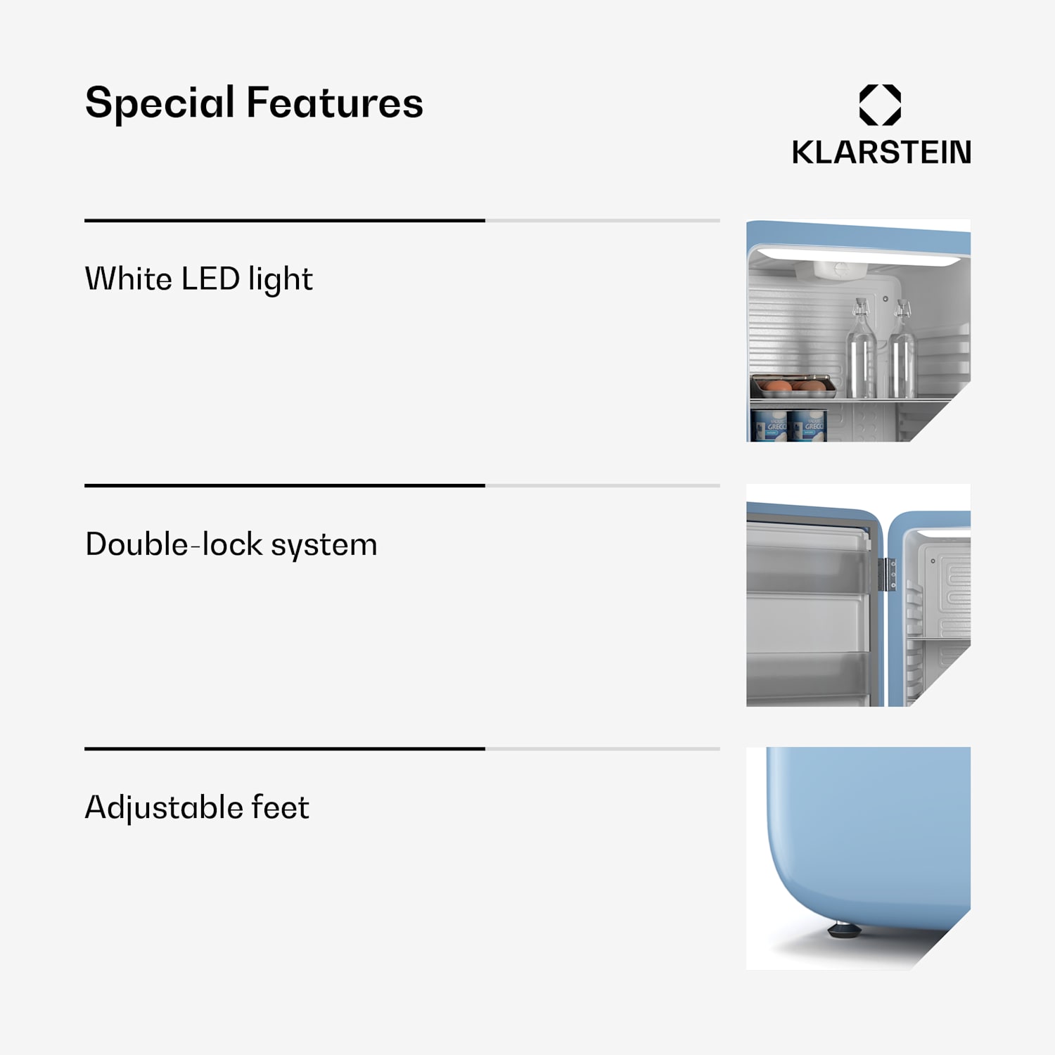 Audrey Evo jääkaappi | 112 l | retro design | hiljainen | kompakti | 3 väriä 112 l | Sininen