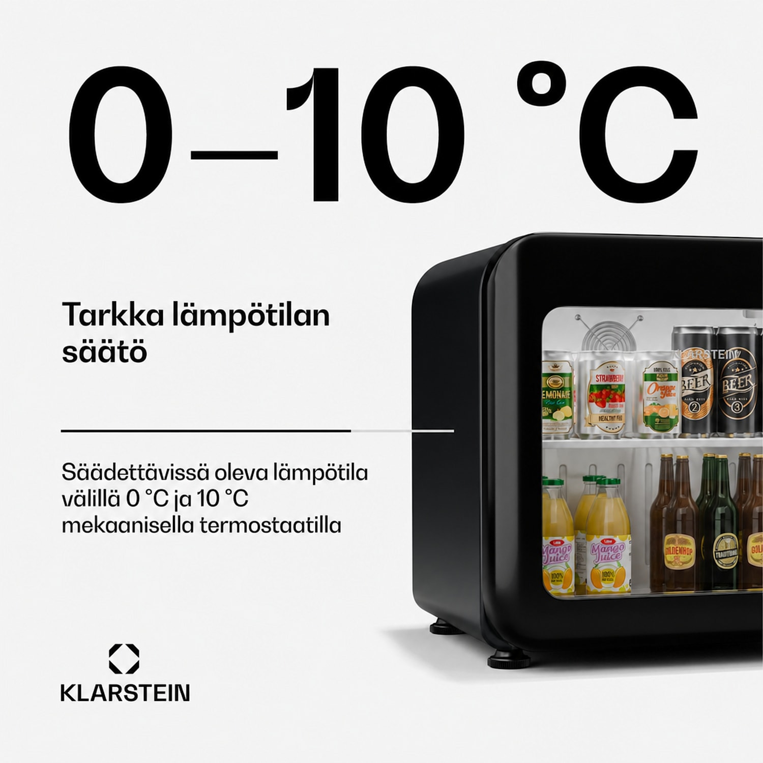 Audrey Evo juomajääkaappi | retro-design | lasiovi | 45 l | energiatehokkuusluokka C 45 l | Musta