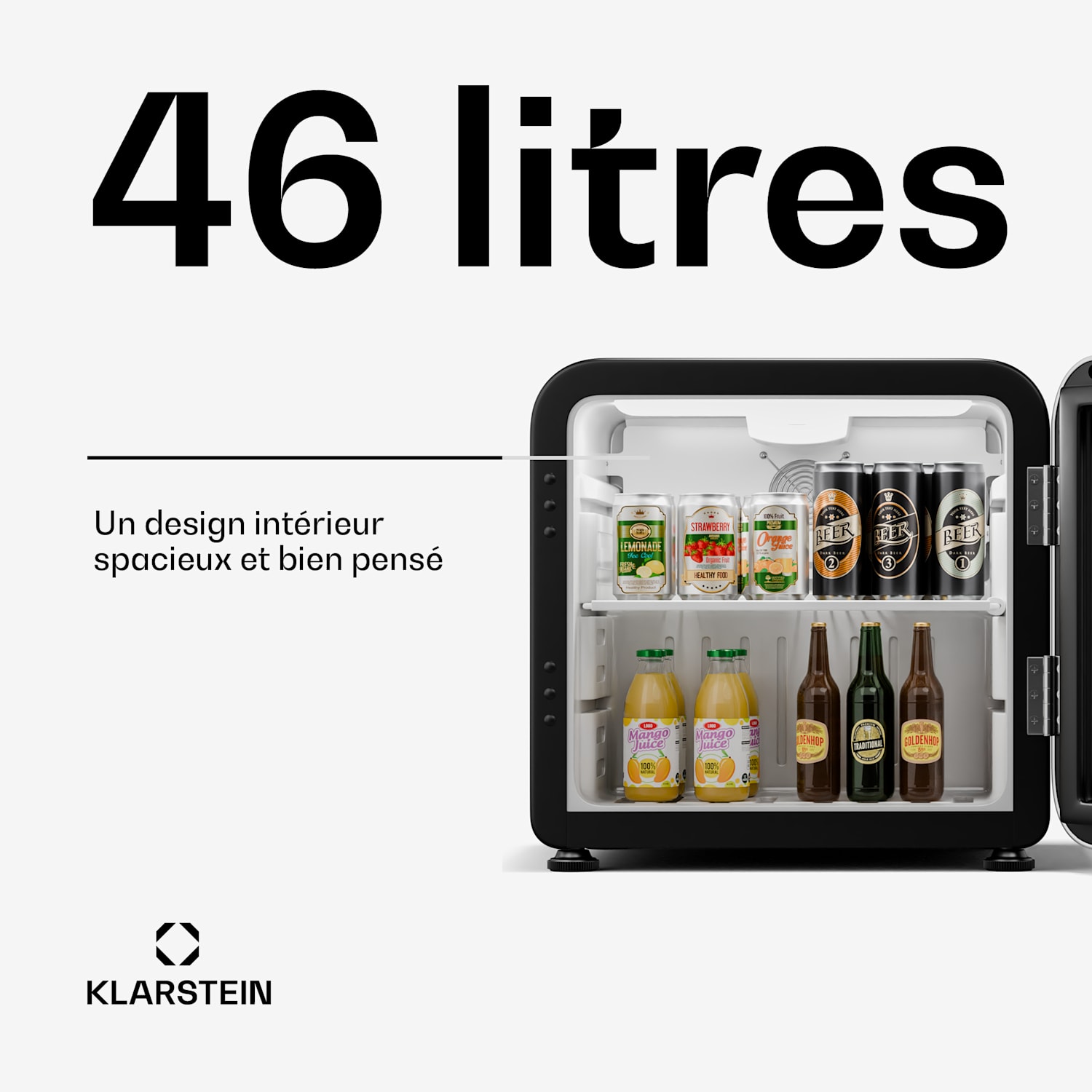 Audrey Evo drankenkoeling | retro design | glazen deur | 46L | EEK C 46 ltr | Zilver