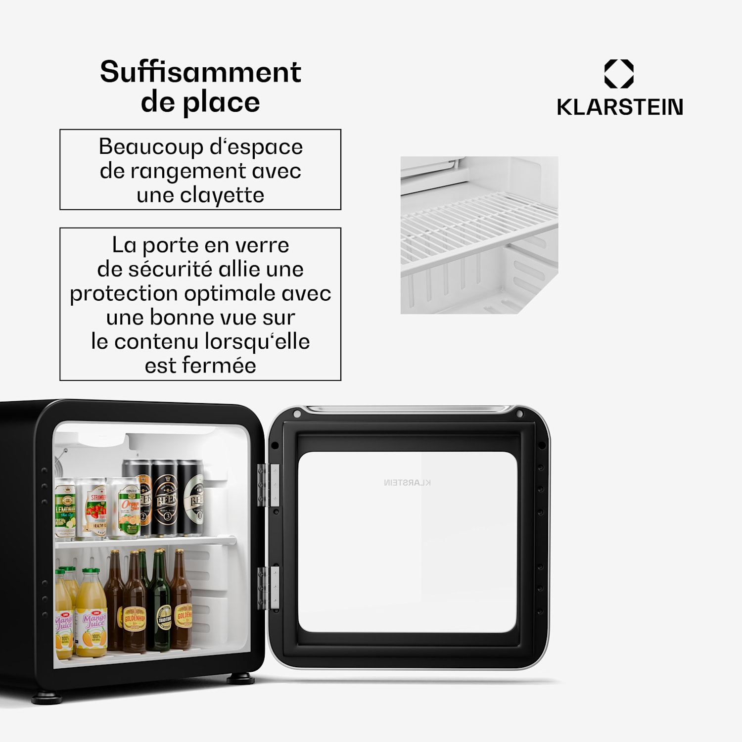 Audrey Evo drankenkoeling | retro design | glazen deur | 46L | EEK C 46 ltr | Zilver