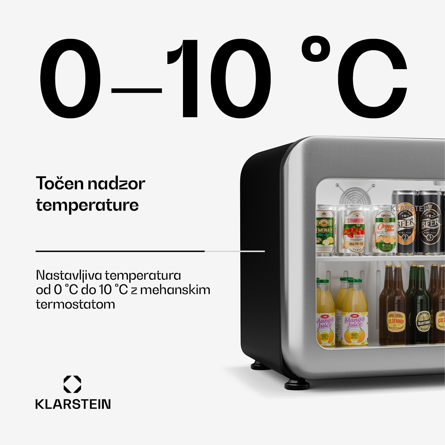 Audrey Evo hladilnik za pijačo, retro dizajn, steklena vrata, 46 L, EEK C 46 Ltr | Srebrna