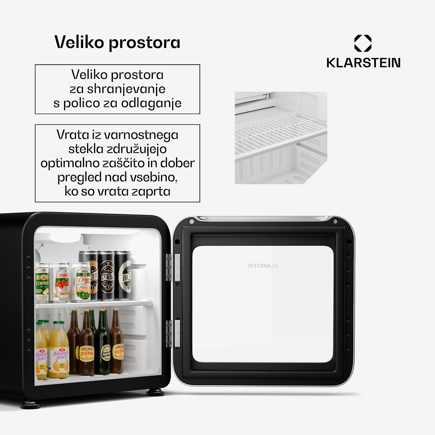 Audrey Evo hladilnik za pijačo, retro dizajn, steklena vrata, 46 L, EEK C 46 Ltr | Srebrna