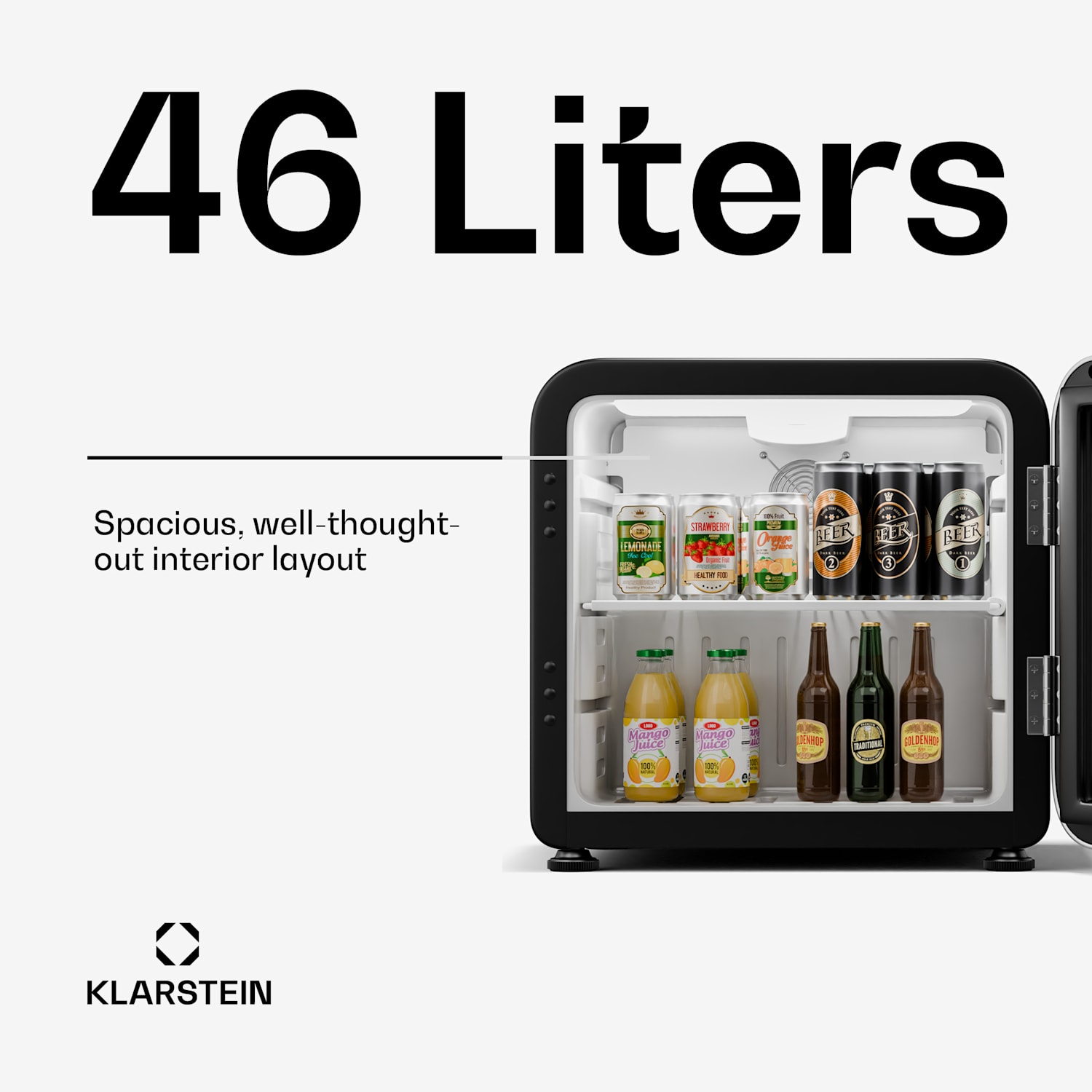 Audrey Evo drankenkoeling | retro design | glazen deur | 46L | EEK C 46 ltr | Zilver