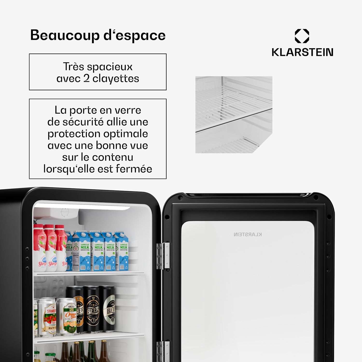 Audrey Evo drankenkoeling | retro design | glazen deur | 68L | EEK C 68 ltr | Zwart