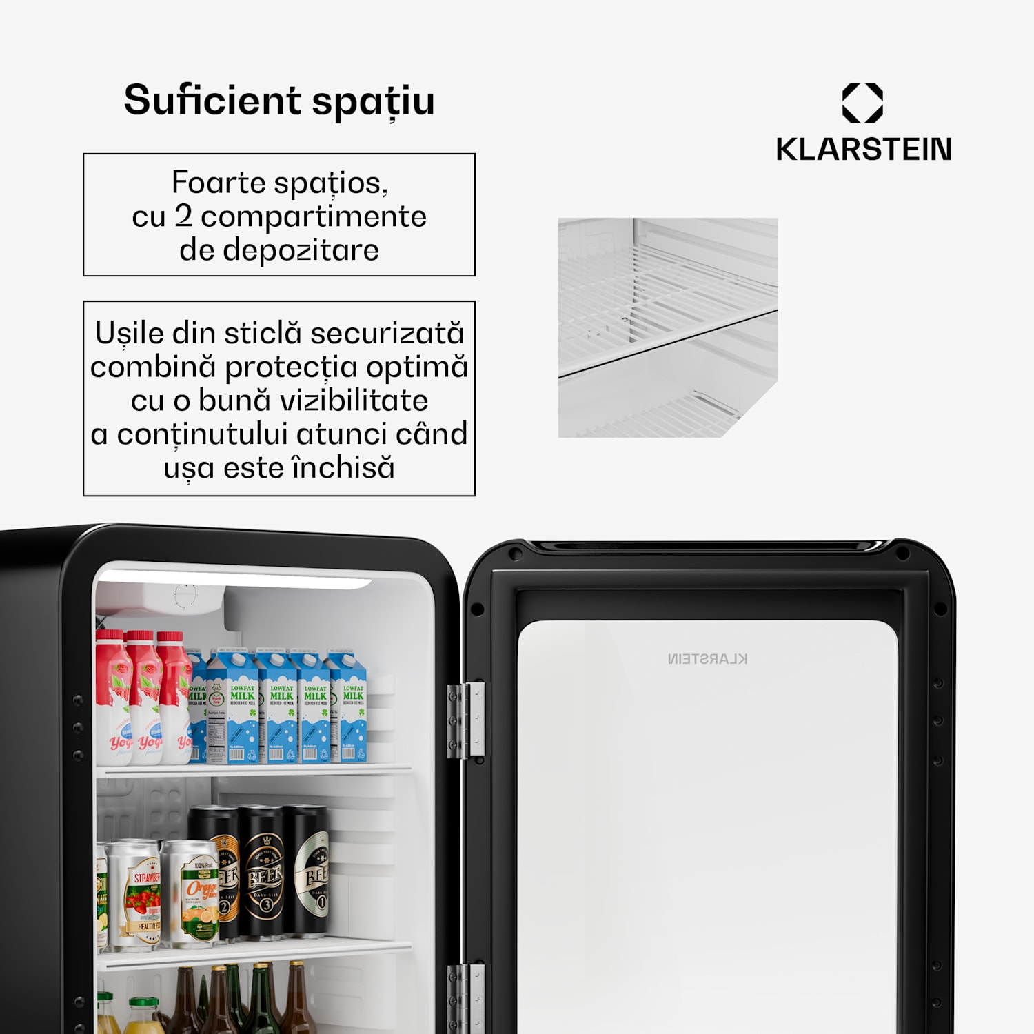 Audrey Evo frigider pentru băuturi, Design retro, Uși din sticlă, 68 L, Clasa energetică C 68 Ltr | Negru