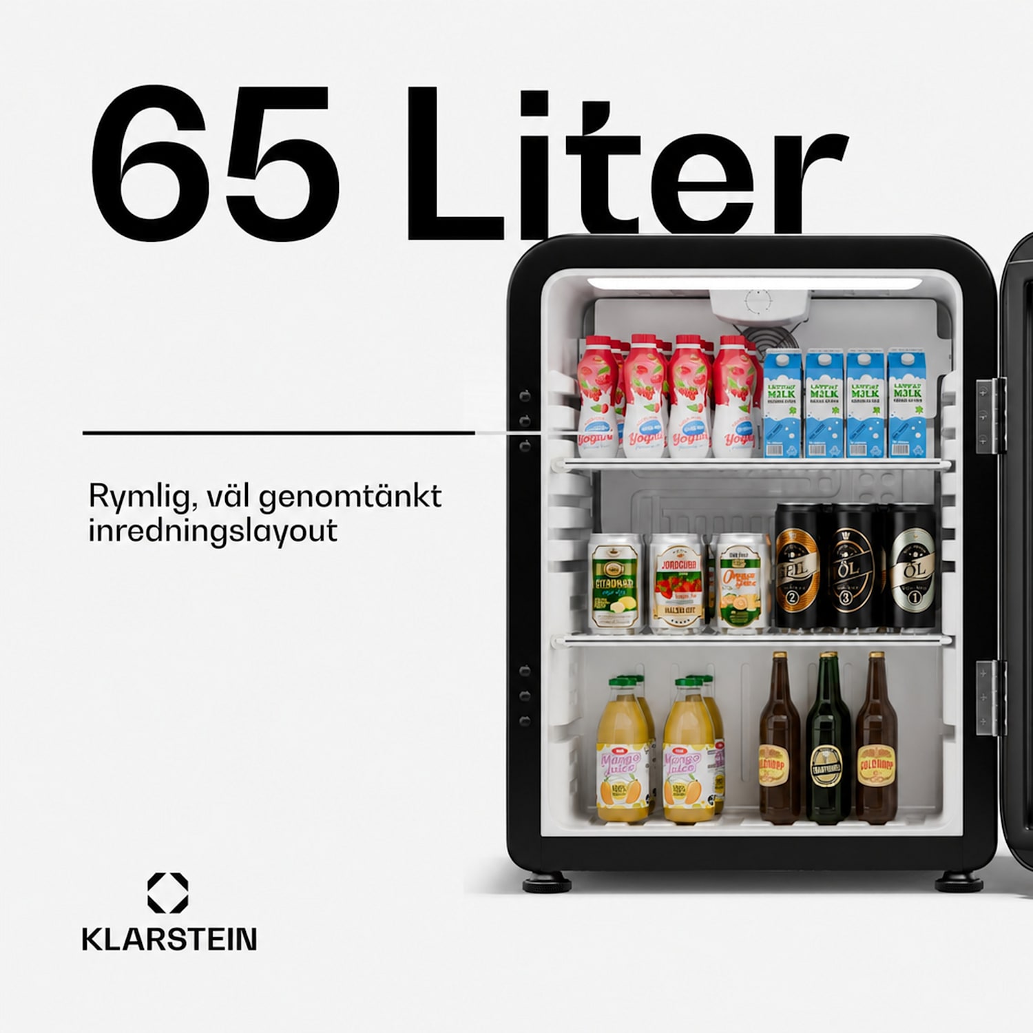 Audrey Evo dryckeskyl | retrodesign | glasdörr | 65 l | energiklass C 65 l | Svart