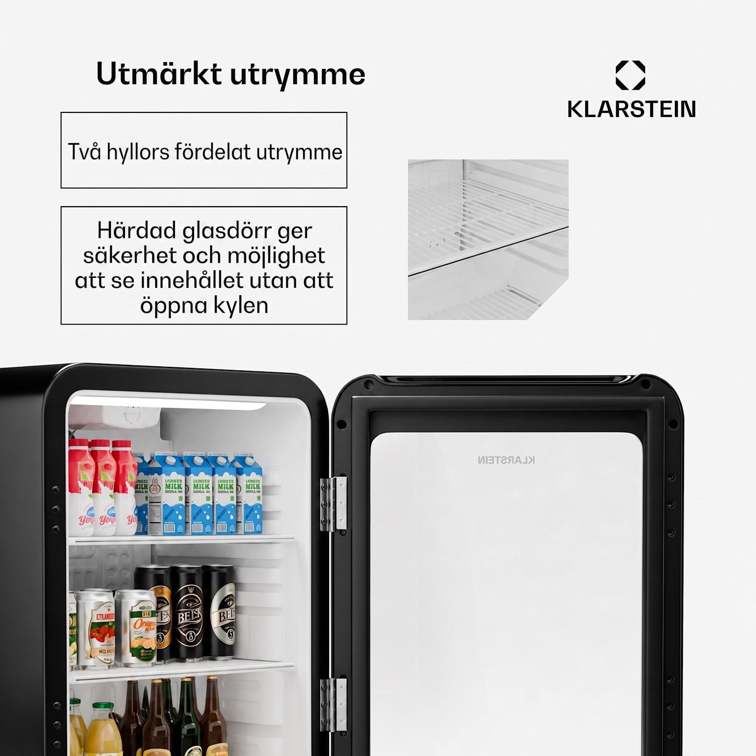 Audrey Evo dryckeskyl | retrodesign | glasdörr | 65 l | energiklass C 65 l | Svart