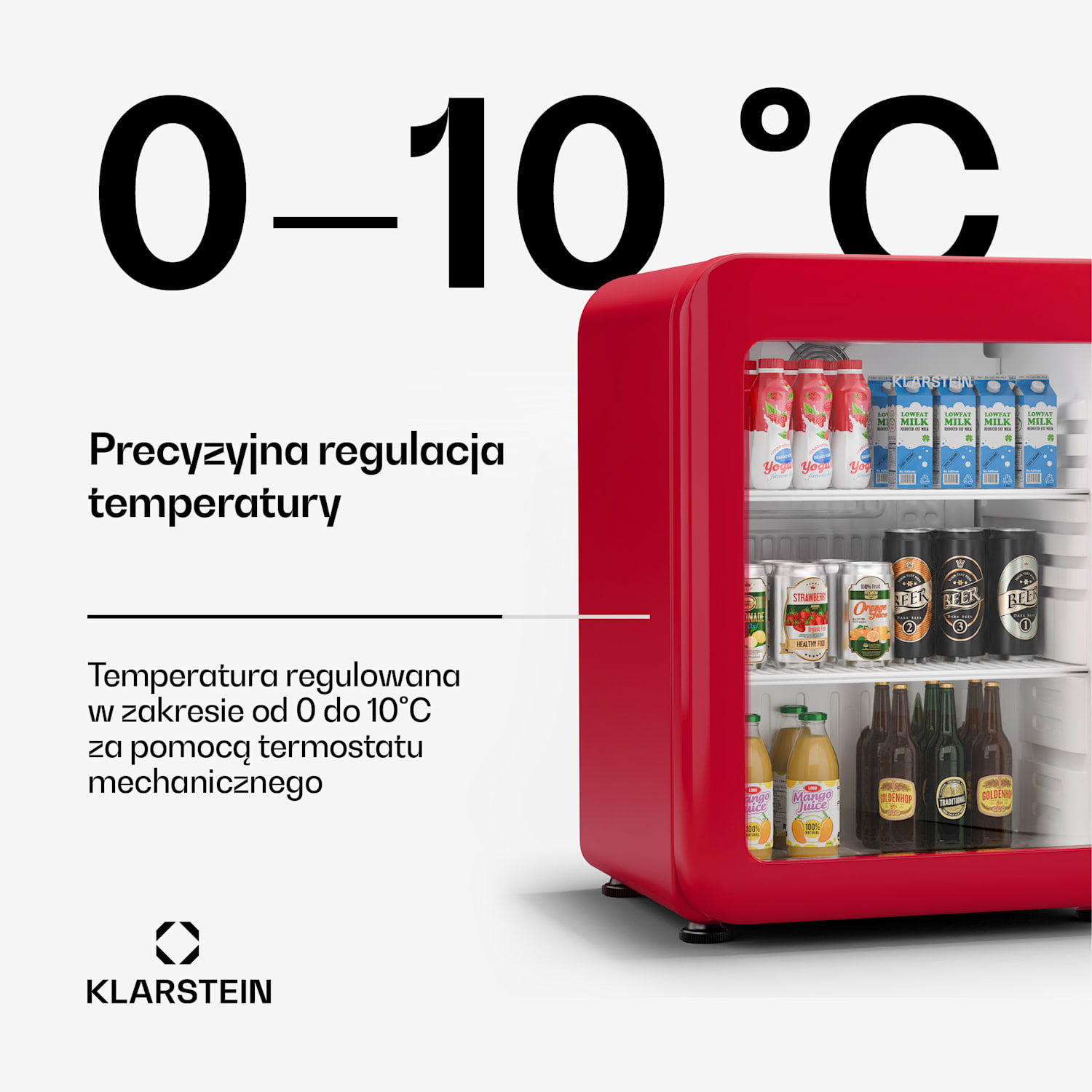 Audrey Evo lodówka na napoje, design retro, szklane drzwi, 68 l, klasa energetyczna C 68 Ltr | Czerwony