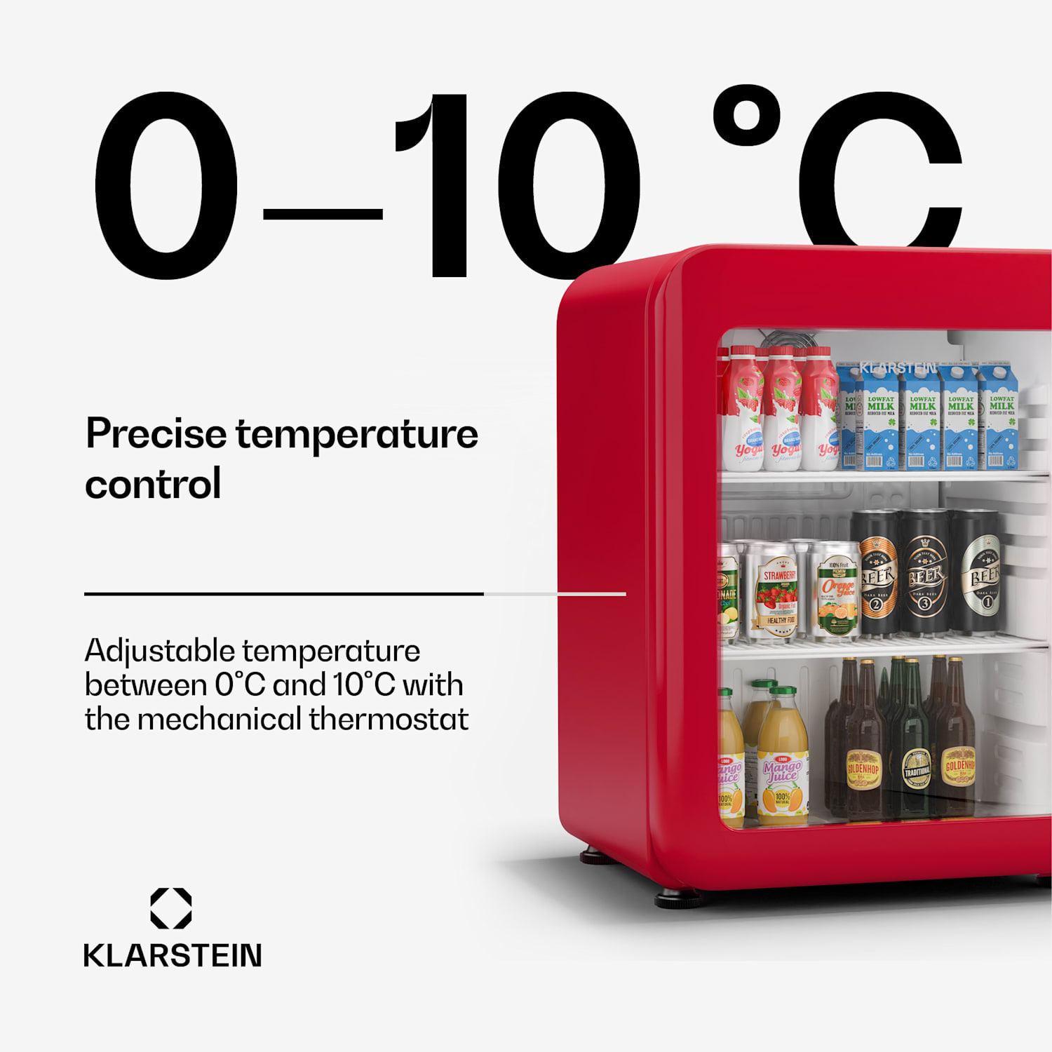 Audrey Evo drankenkoeling | retro design | glazen deur | 68L | EEK C 68 ltr | Rood