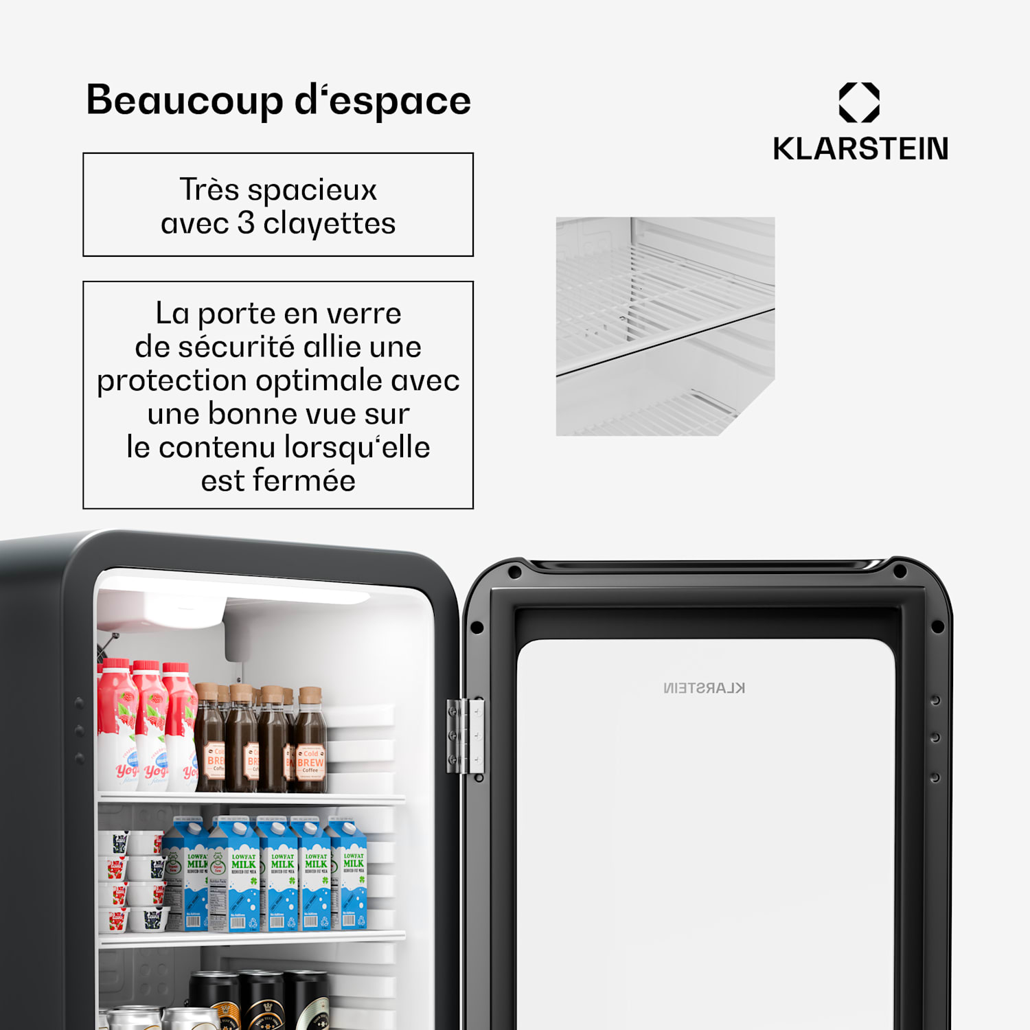 Audrey Evo drankenkoeling | retro design | glazen deur | 93L | EEK C 93 Ltr | Zwart