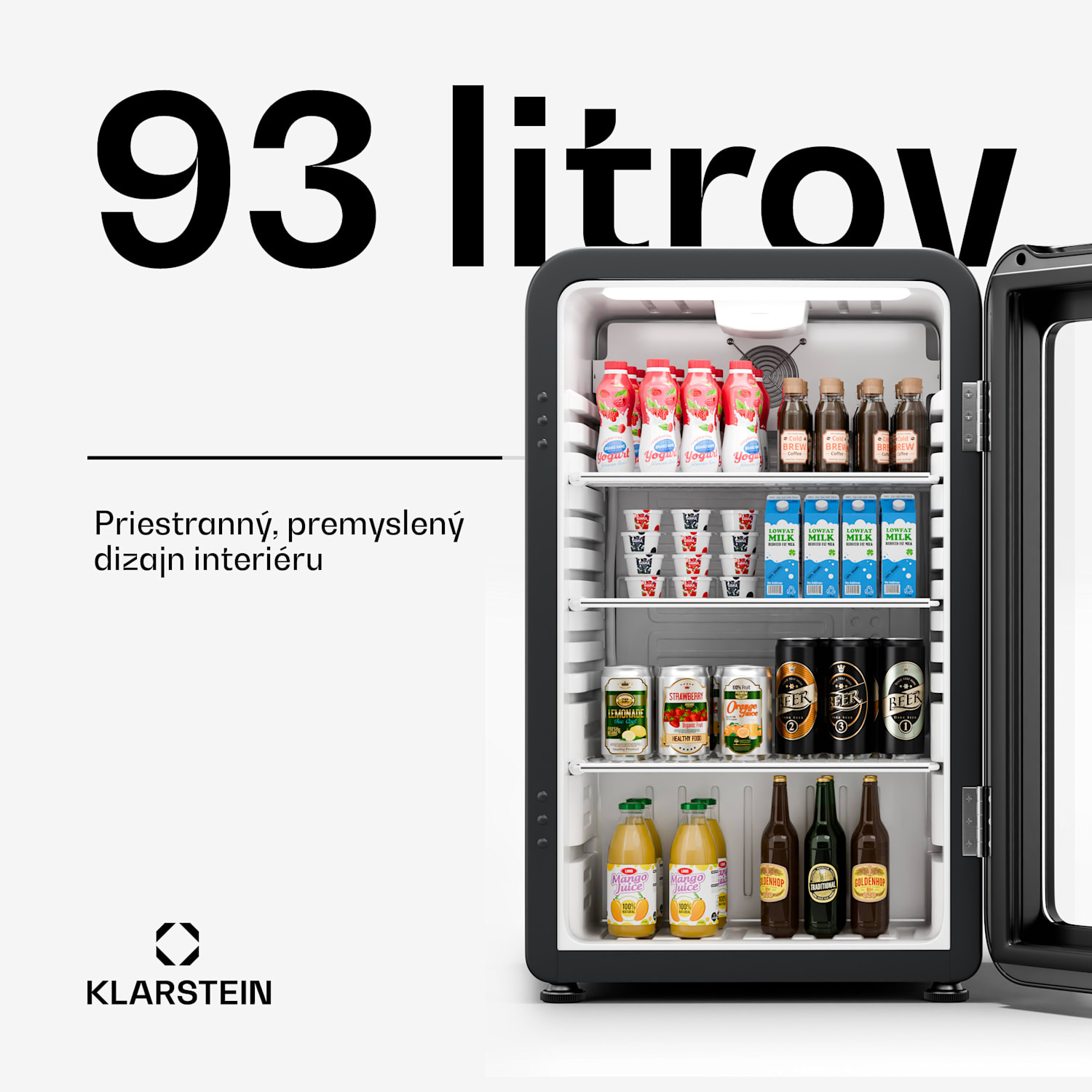 Audrey Evo chladnička na nápoje, Retro dizajn, sklenené dvere, 93 L, EEK C 93 Ltr | Čierna