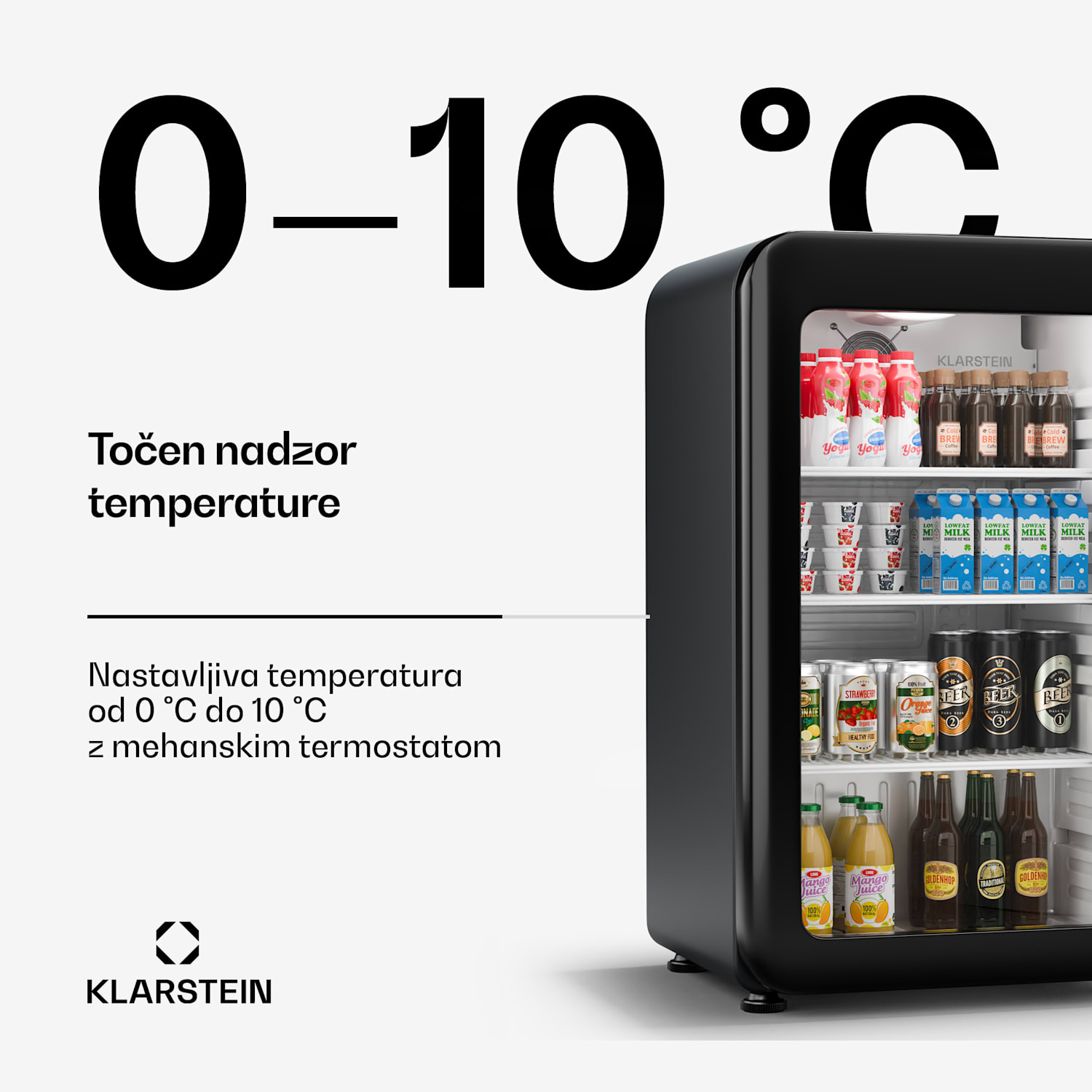 Audrey Evo hladilnik za pijačo, retro dizajn, steklena vrata, 93 L, EEK C 93 Ltr | Črna