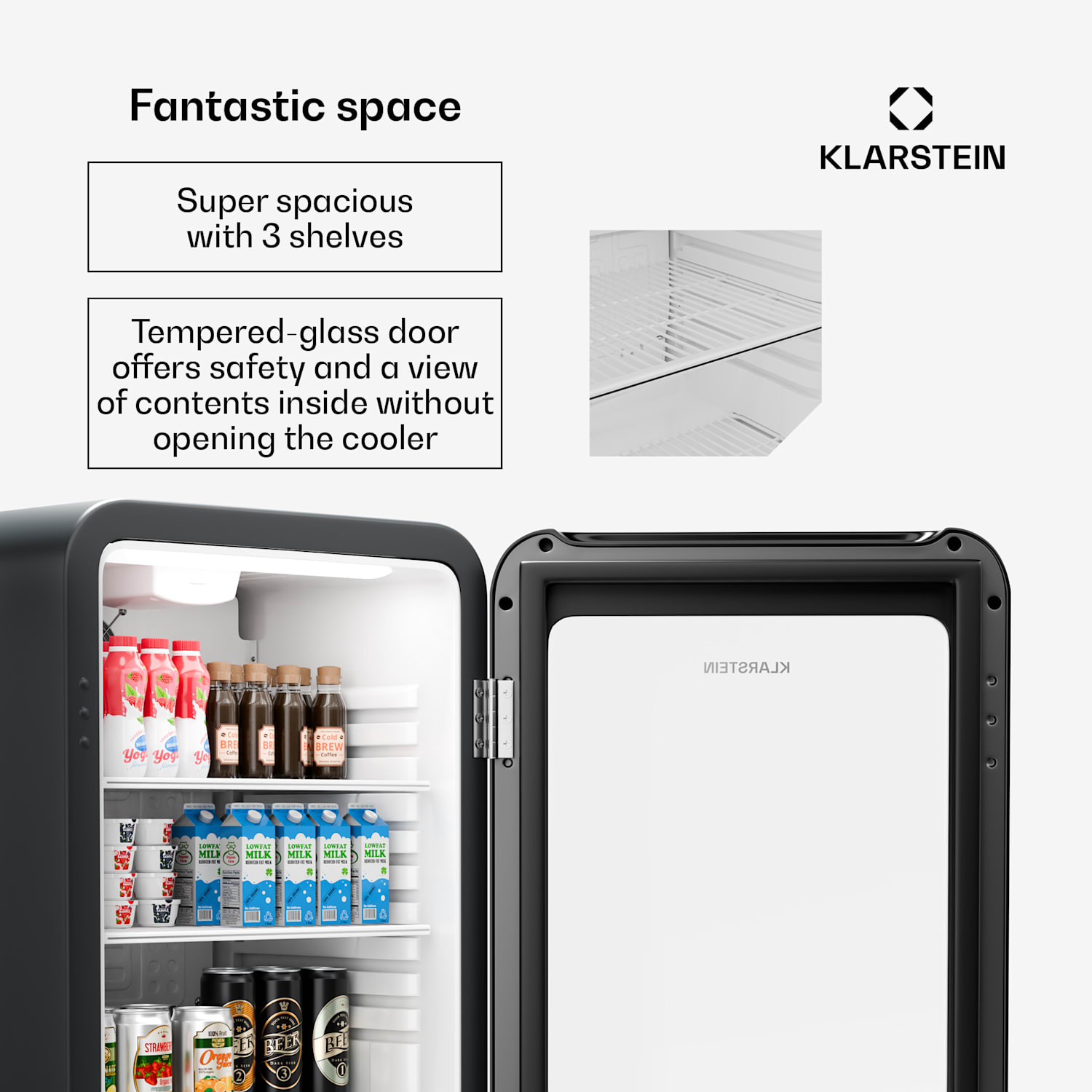 Audrey Evo drankenkoeling | retro design | glazen deur | 93L | EEK C 93 Ltr | Zwart