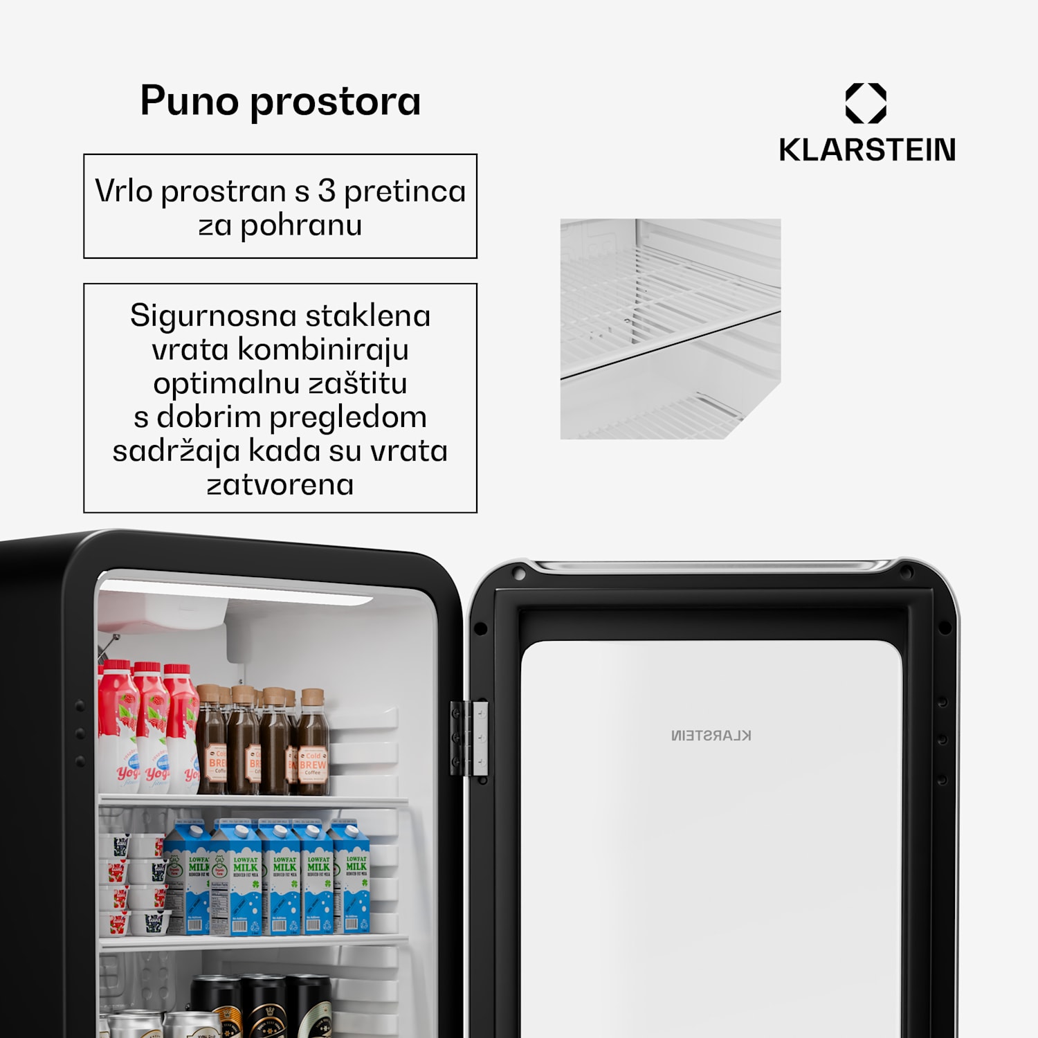 Audrey Evo hladnjak za piće, Retro dizajn, staklena vrata, 93 L| EEK C 