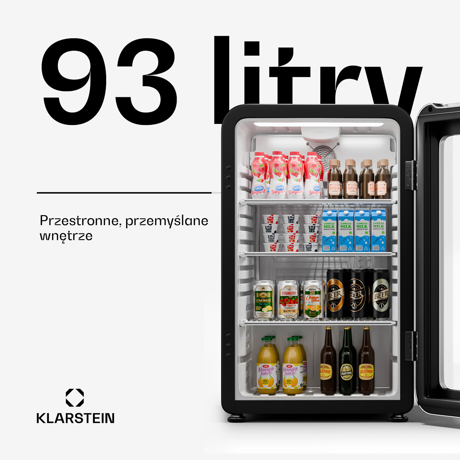 Audrey Evo lodówka na napoje, design retro, szklane drzwi, 93 l, klasa energetyczna C 93 Ltr | Srebrny