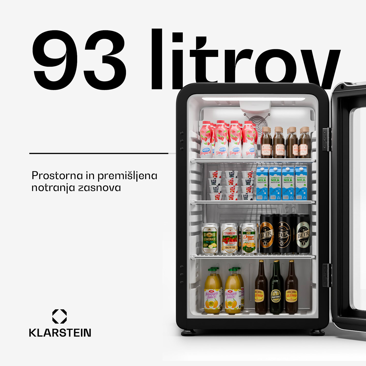 Audrey Evo hladilnik za pijačo, retro dizajn, steklena vrata, 93 L, EEK C 